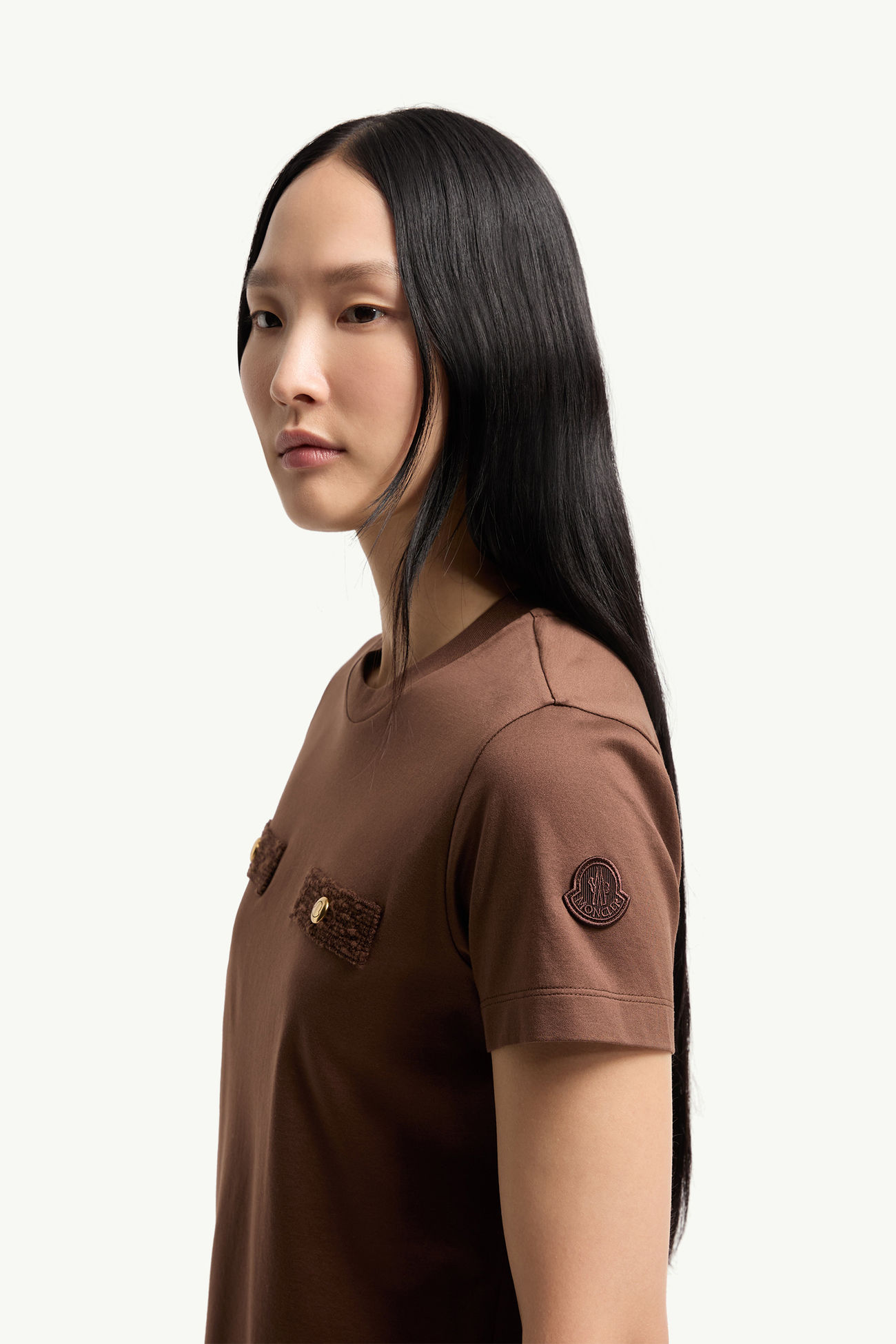 女士棉质装饰性口袋T恤 女士 棕色 Moncler 1