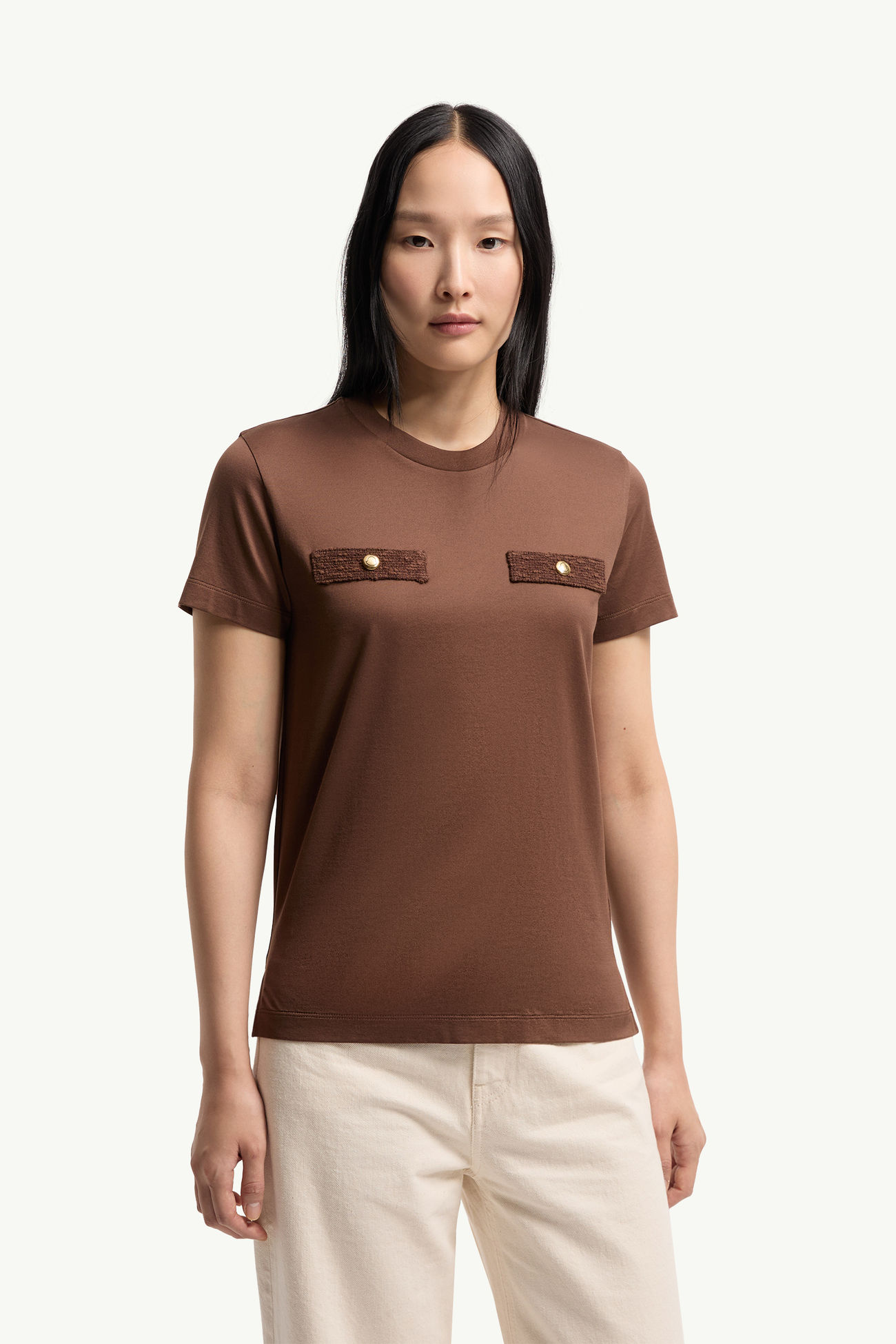 T-shirt en coton avec fausses poches Femmes Marron Moncler 3