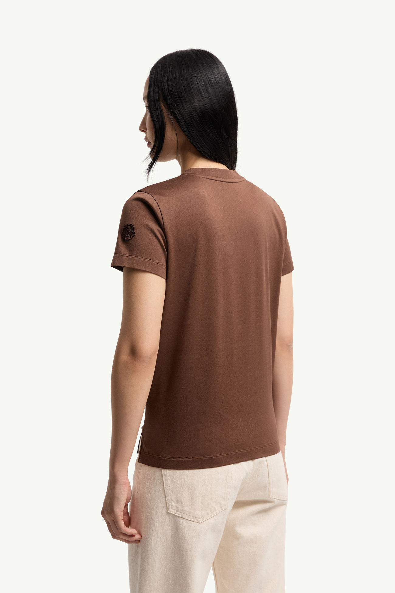 T-Shirt aus Baumwolle mit Scheintaschen Damen Braun Moncler 4