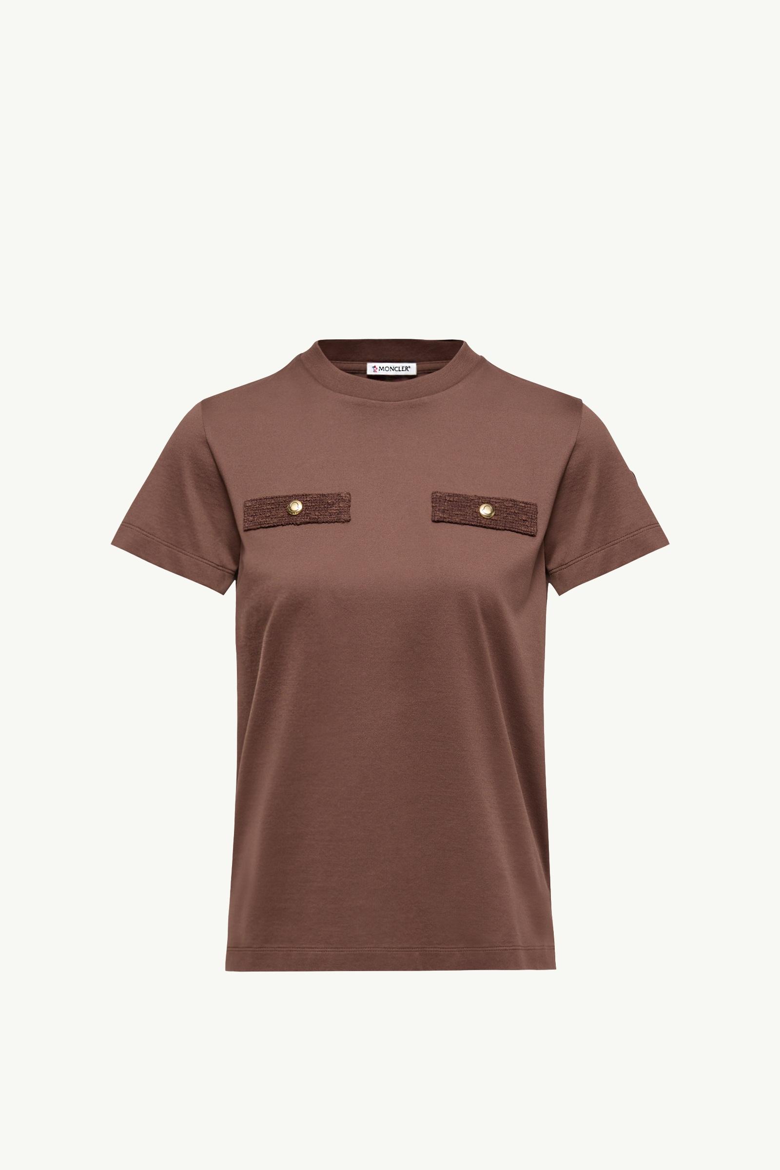 Cotton T-Shirt with Mock Pockets Women Brown Moncler