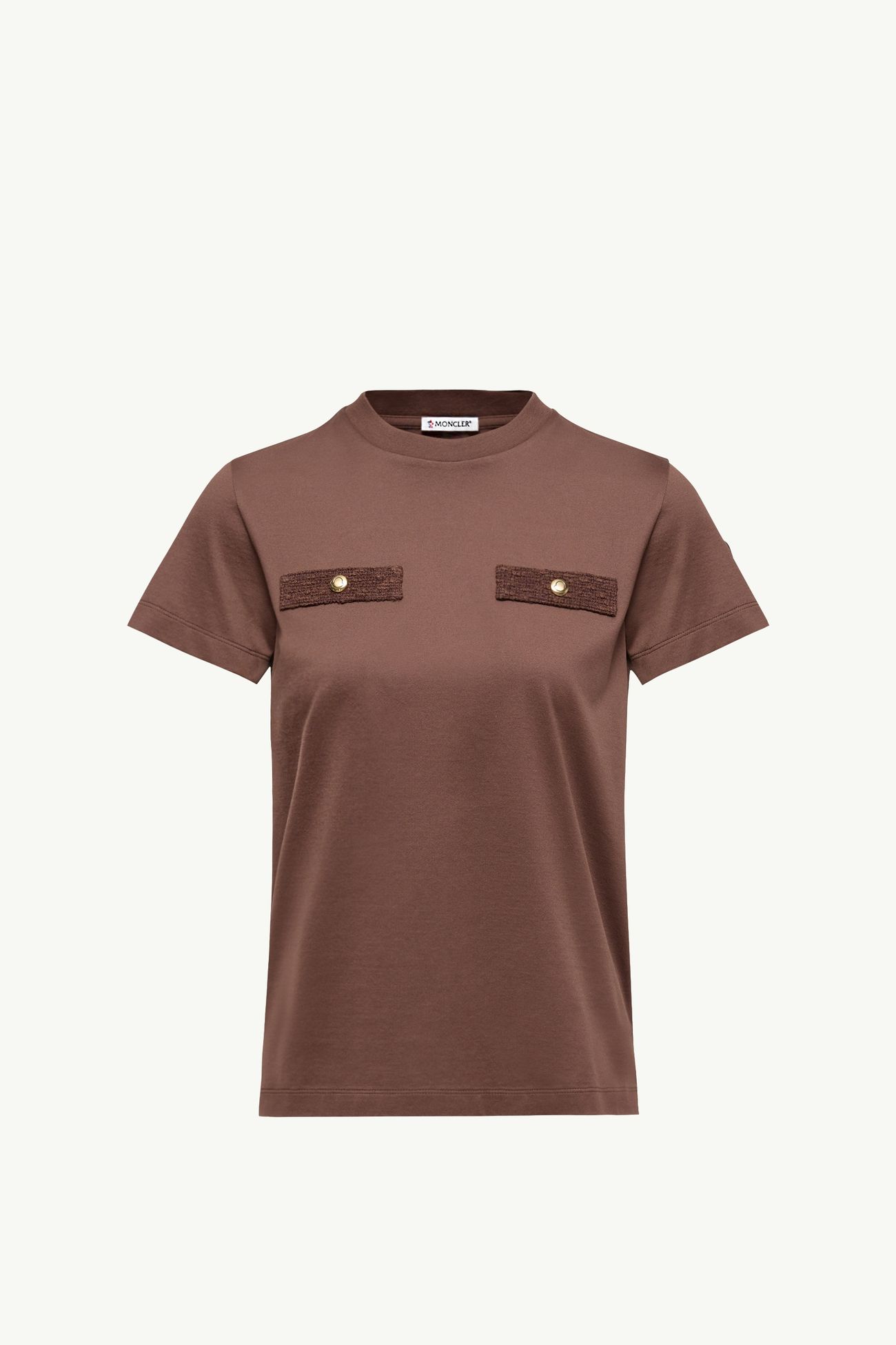 Cotton T-Shirt with Mock Pockets Women Brown Moncler 2