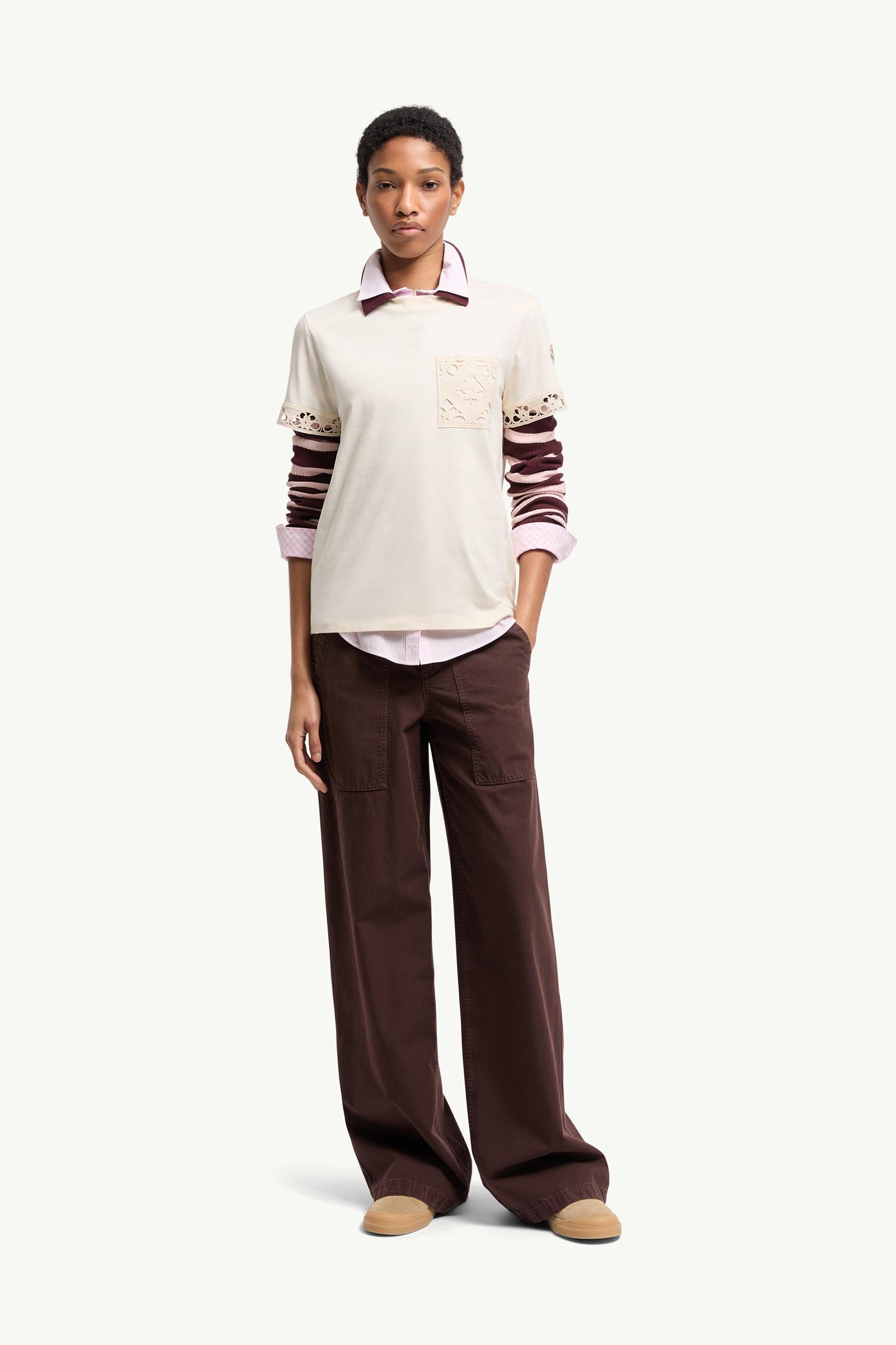 White Macramé-Trimmed Cotton T-Shirt - Tops & T-shirts for Women