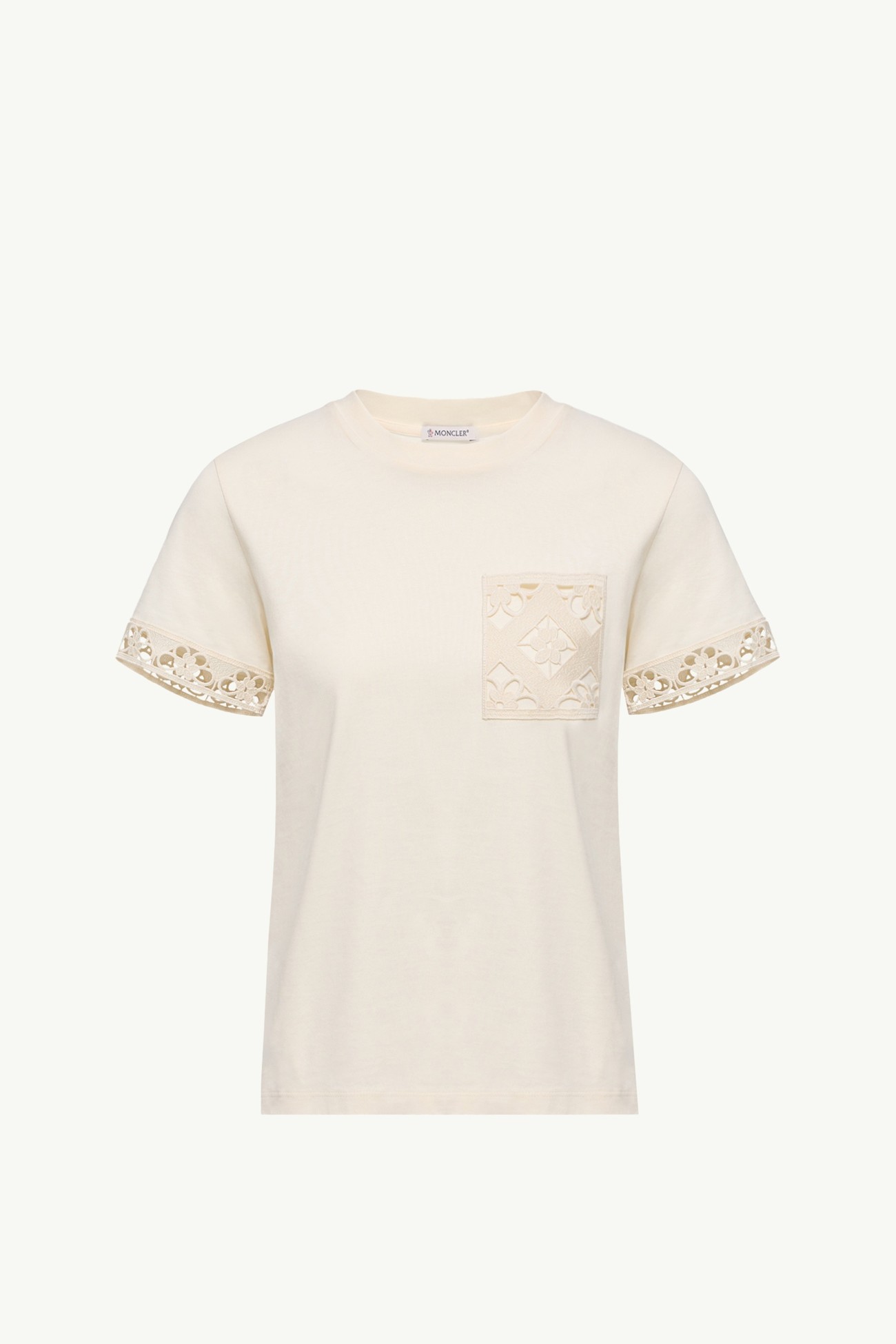 T-shirt in cotone con bordo macramè Donna Bianco Moncler 2