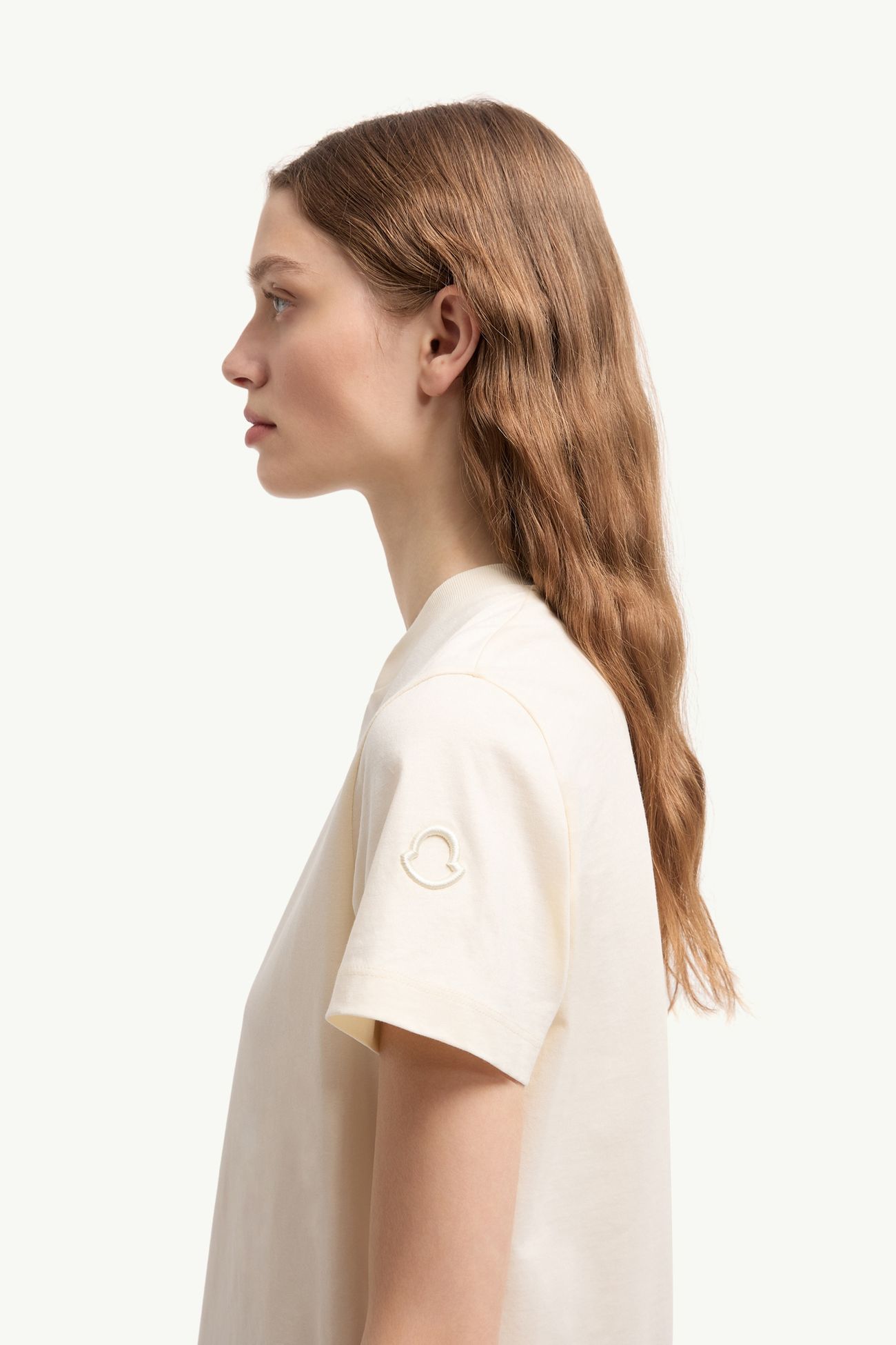 T-shirt con logo ricamato in cotone Donna Bianco Moncler 1