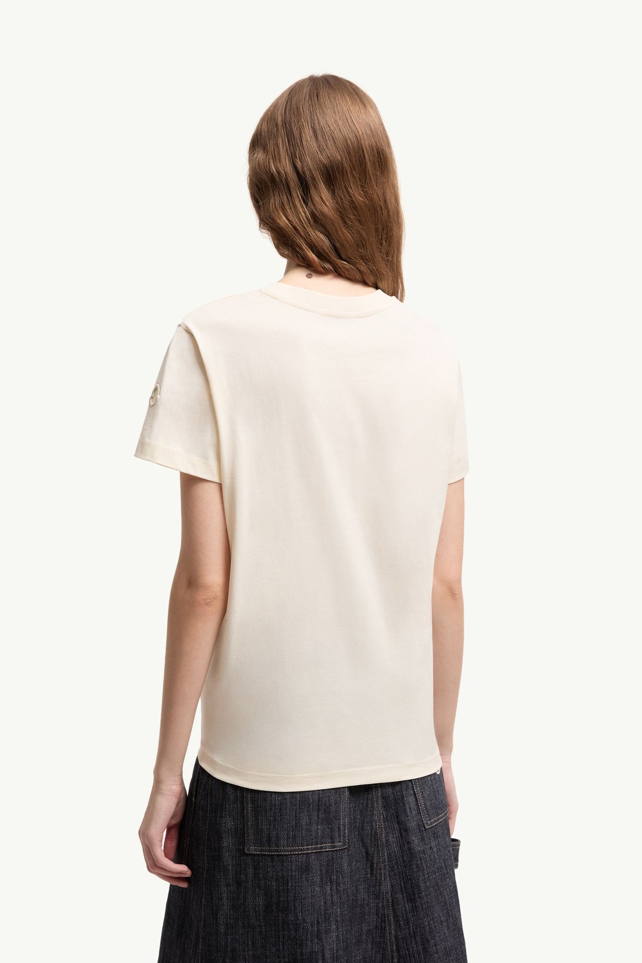 T-Shirt aus Baumwolle mit gesticktem Logo Damen Weiß Moncler 4