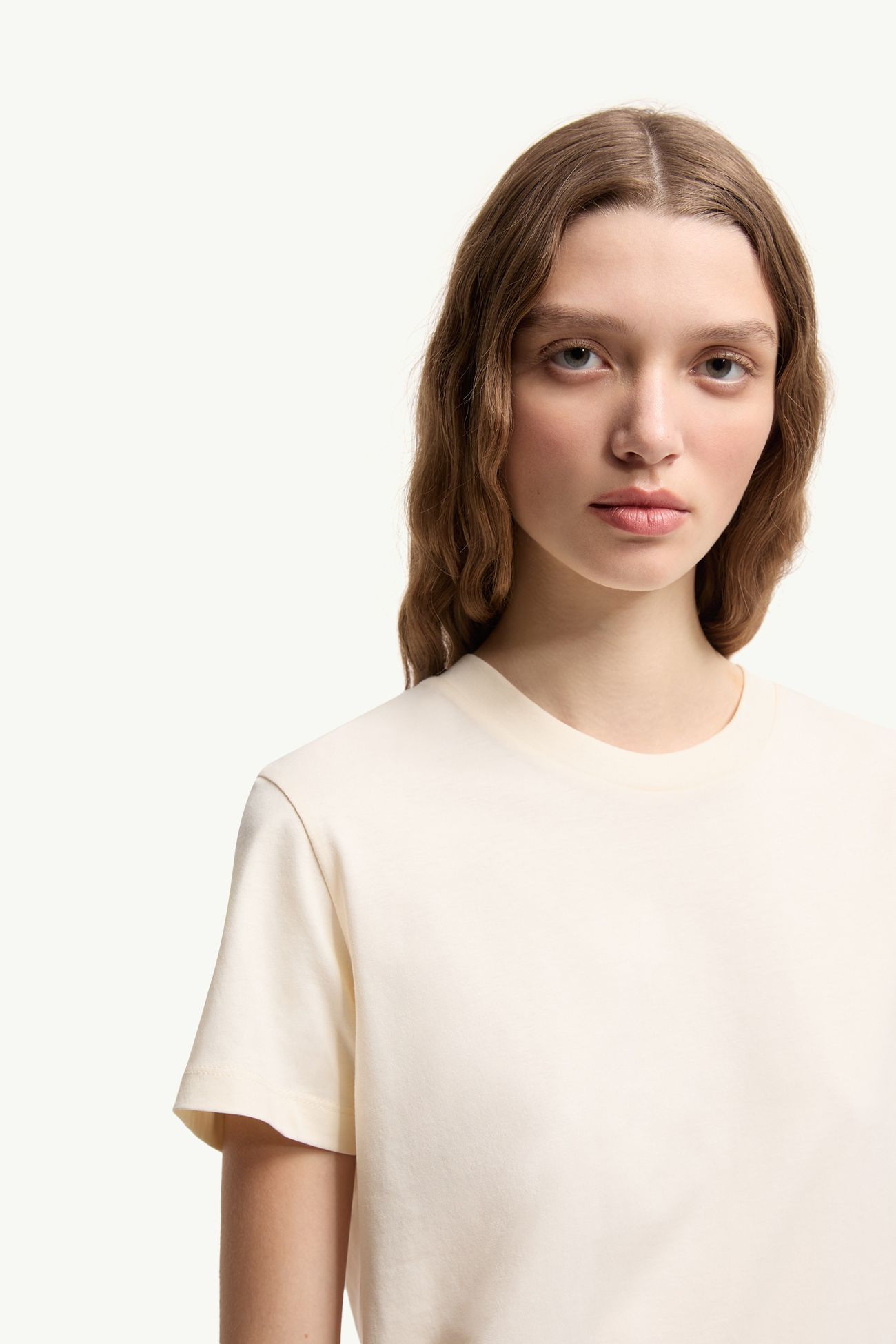 T-shirt con logo ricamato in cotone Donna Bianco Moncler 5