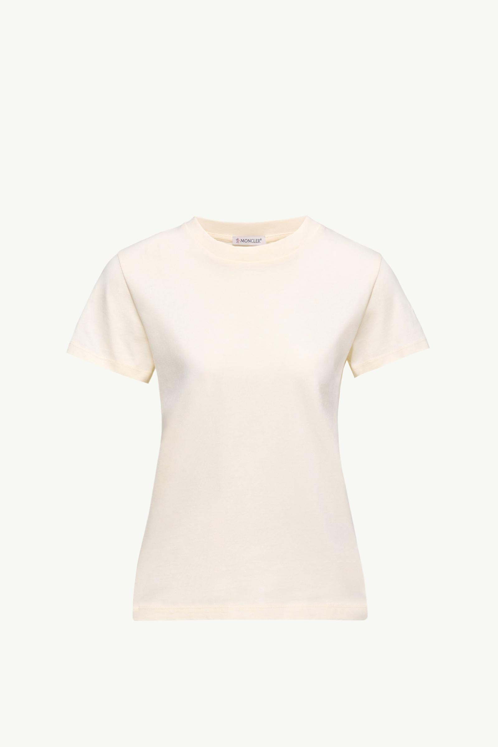 Camiseta de algodón con logotipo bordado Mujer Blanco Moncler, 1 of 0