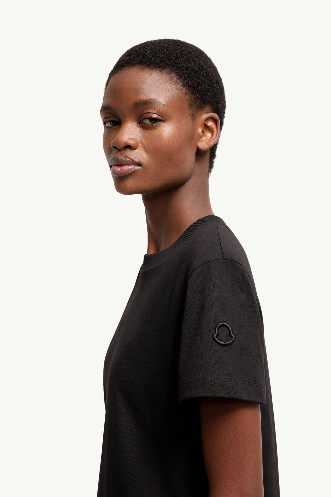 Embroidered Logo Cotton T-Shirt Women Black Moncler 1