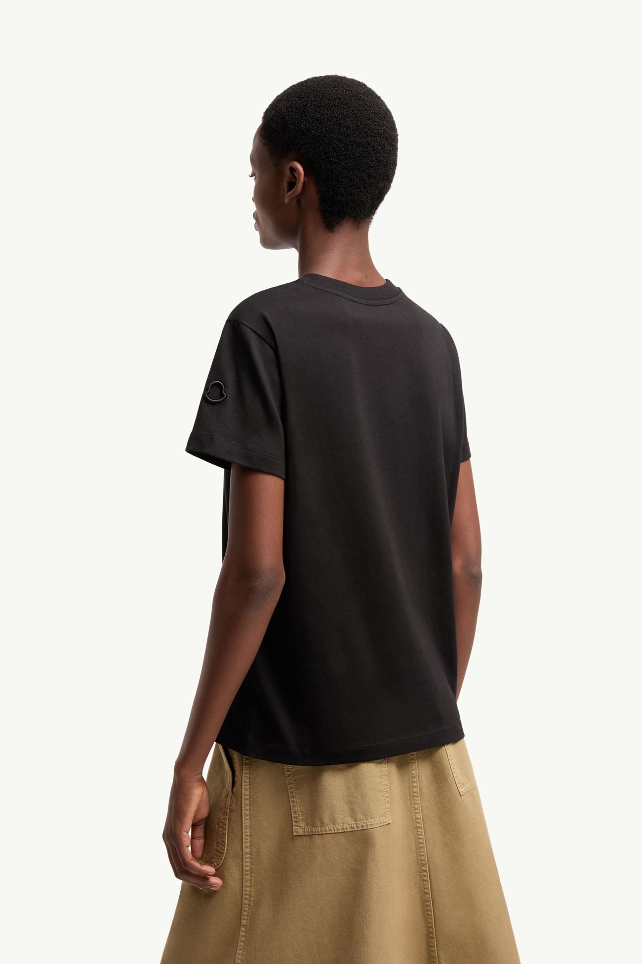 T-shirt en coton à logo brodé Femmes Noir Moncler 4