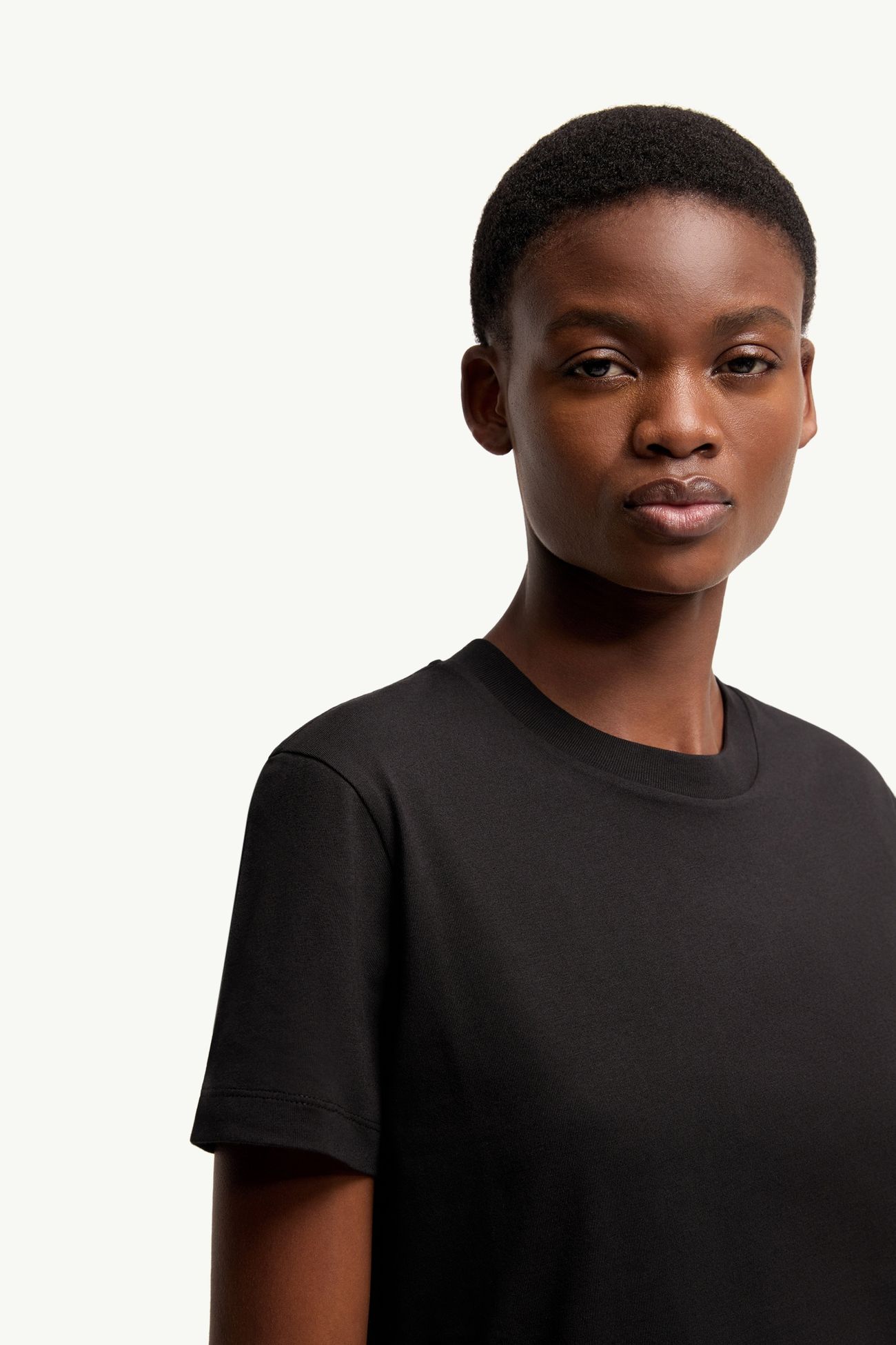 T-shirt en coton à logo brodé Femmes Noir Moncler 5