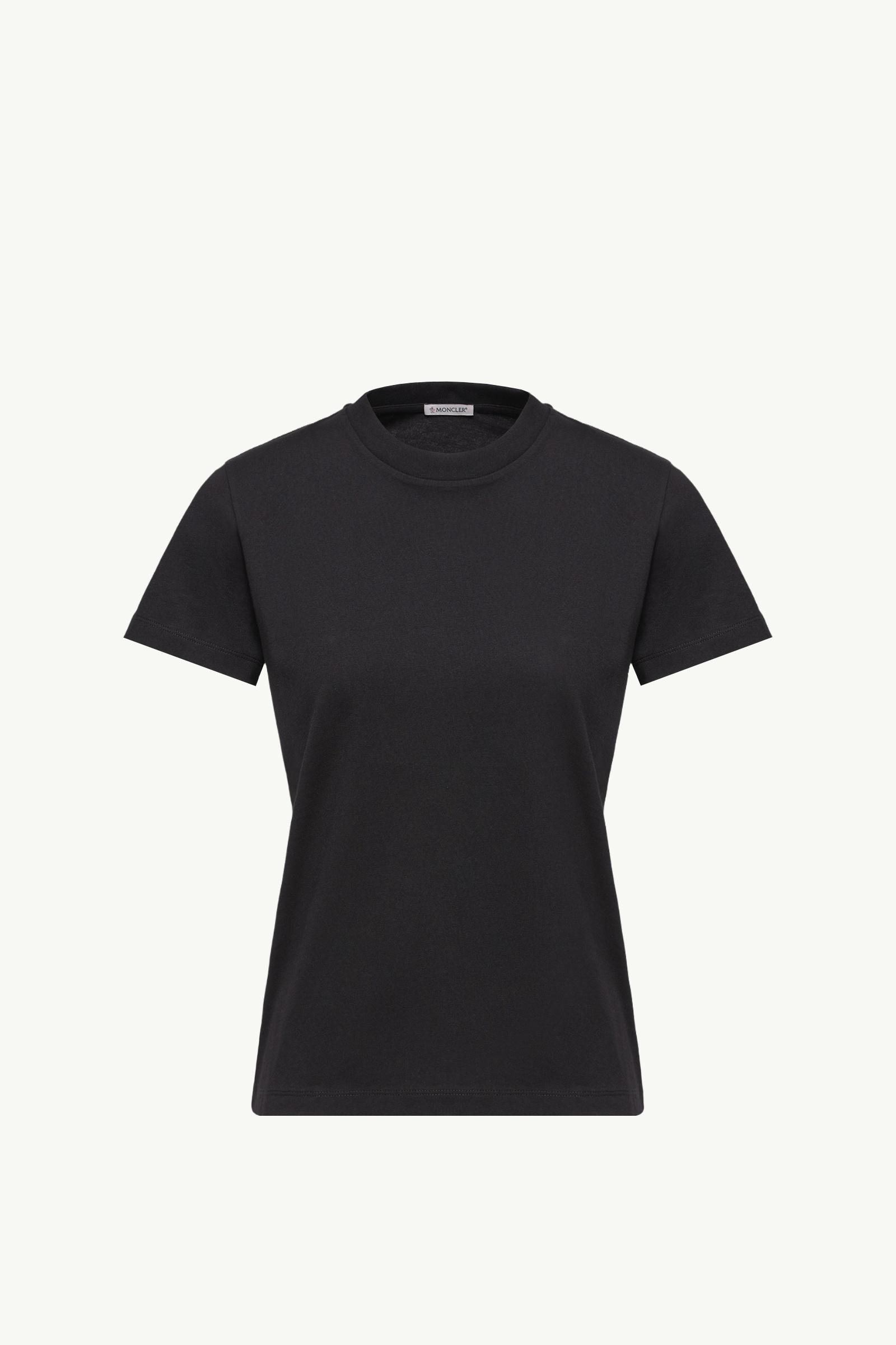 Camiseta de algodón con logotipo bordado Mujer Negro Moncler, 1 of 0