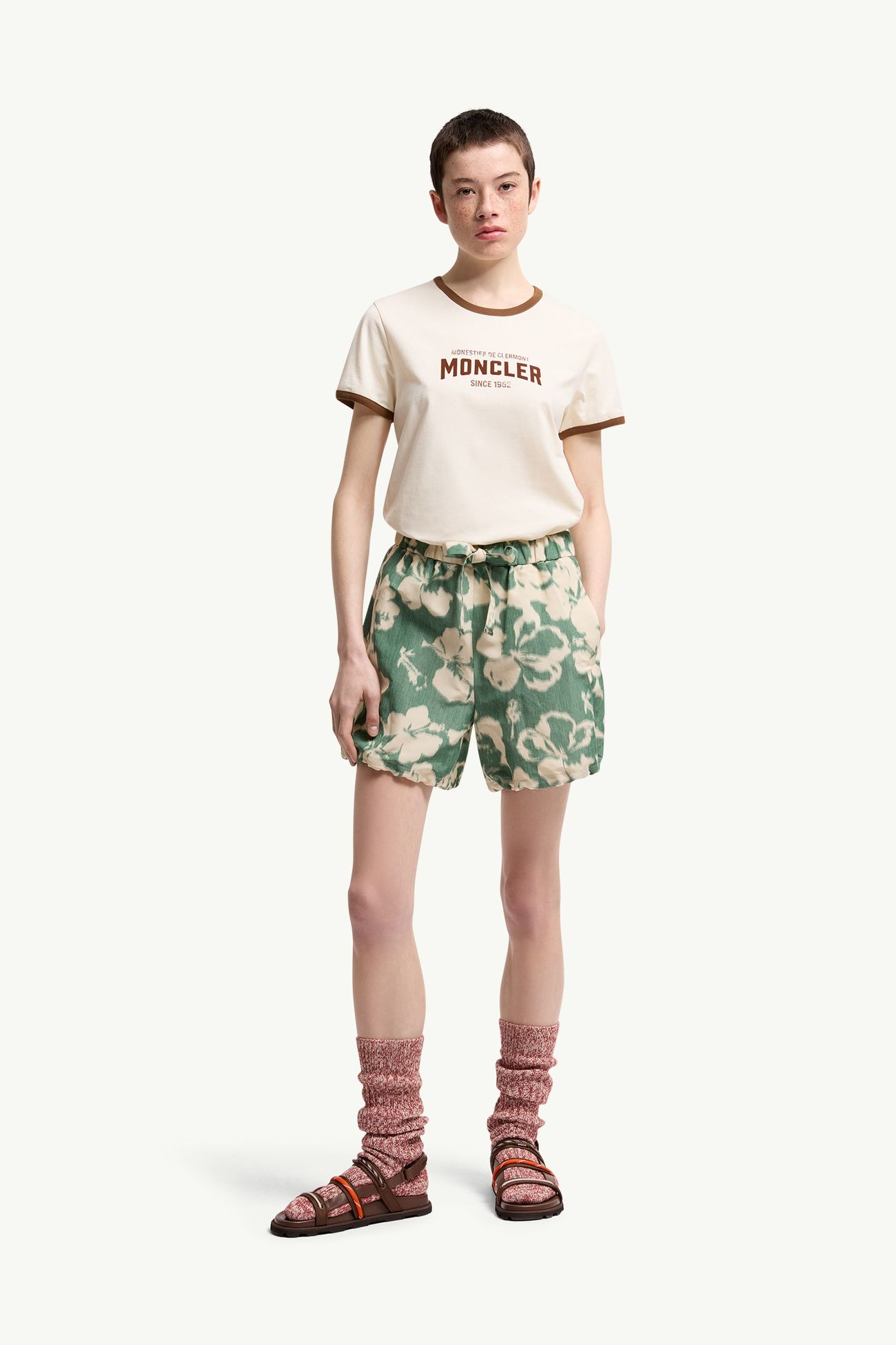 女士植绒标识平纹针织T恤 女士 象牙白 Moncler 0