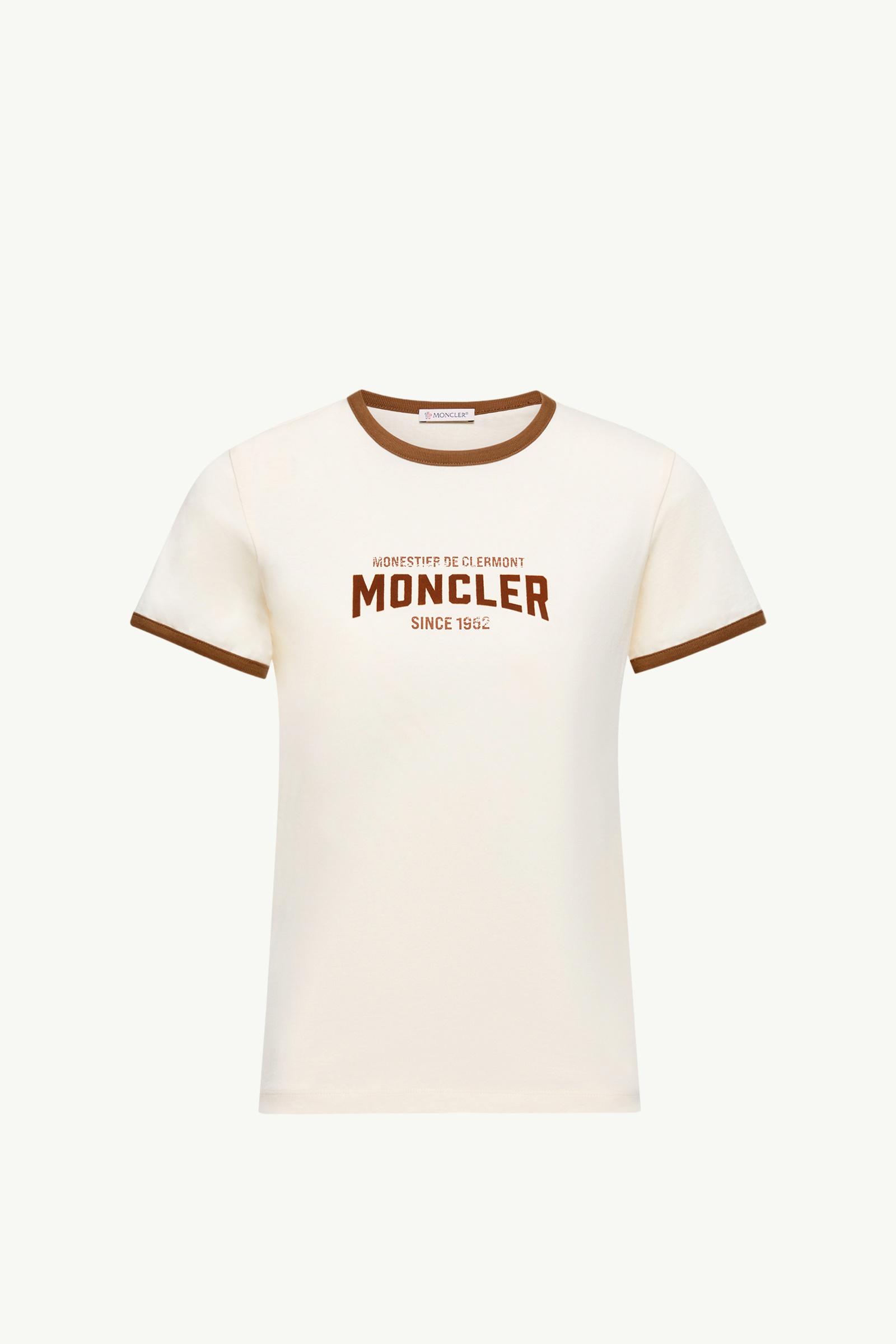 Camiseta de jersey con logotipo flocado Mujer Blanco Marfil Moncler, 1 of 0