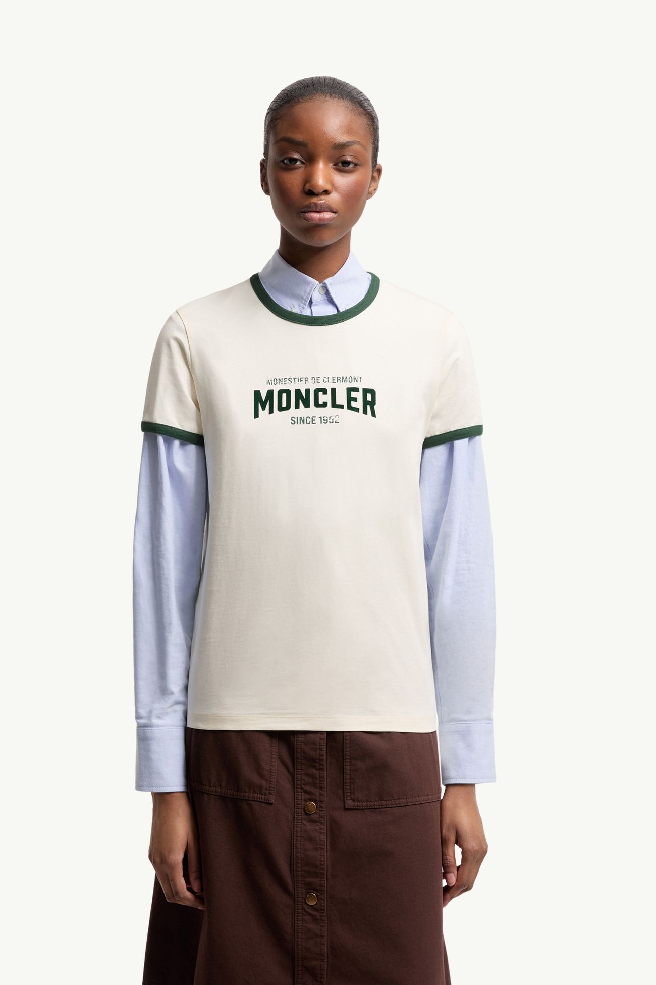 T-shirt en coton à imprimé logo Femmes Blanc Ivoire Moncler 3