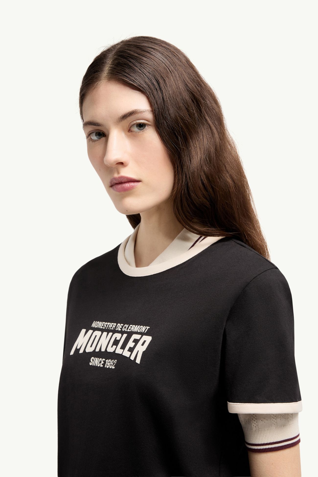 T-shirt in cotone con stampa logata Donna Nero Moncler 1