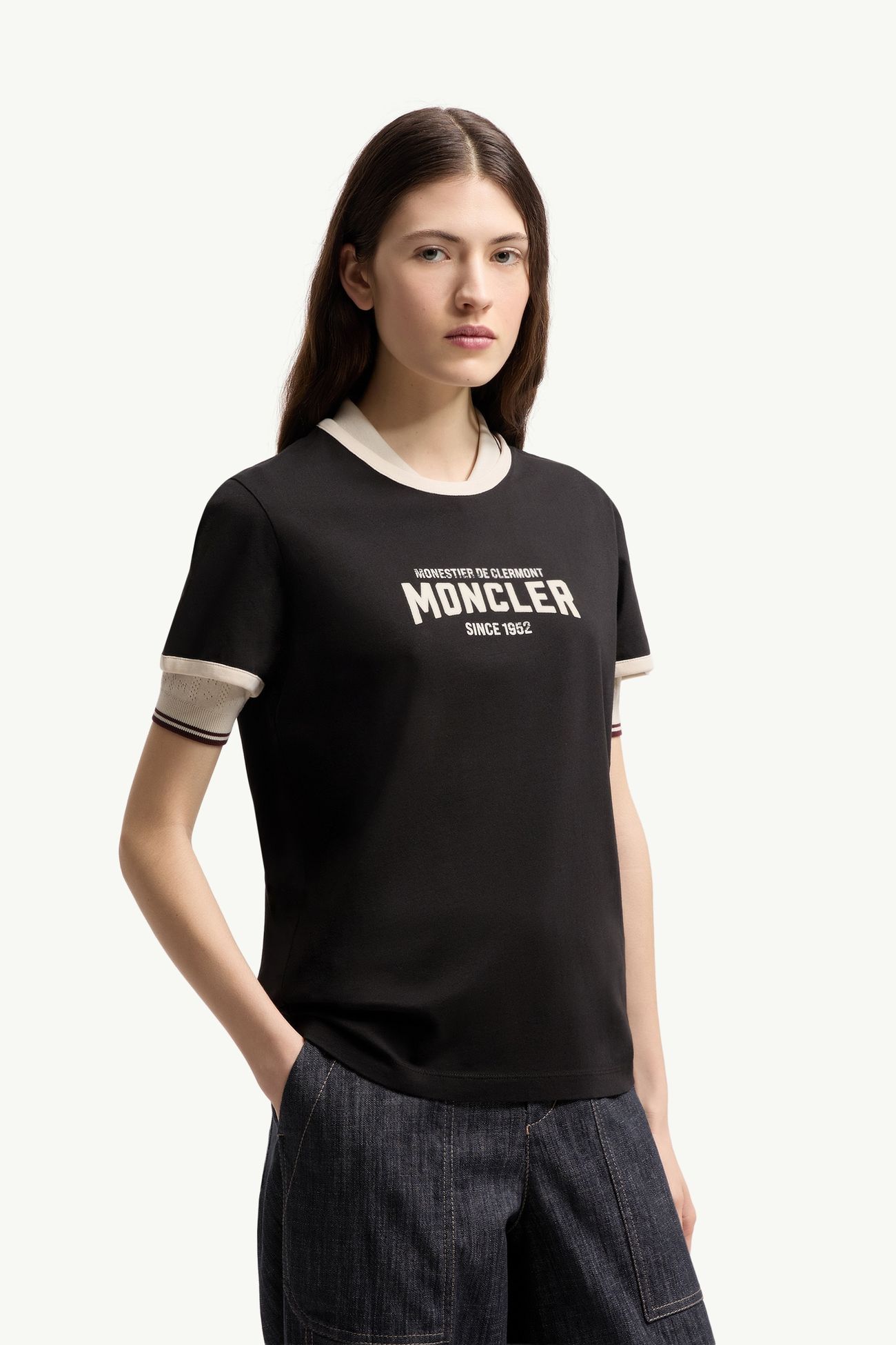 T-shirt in cotone con stampa logata Donna Nero Moncler 3