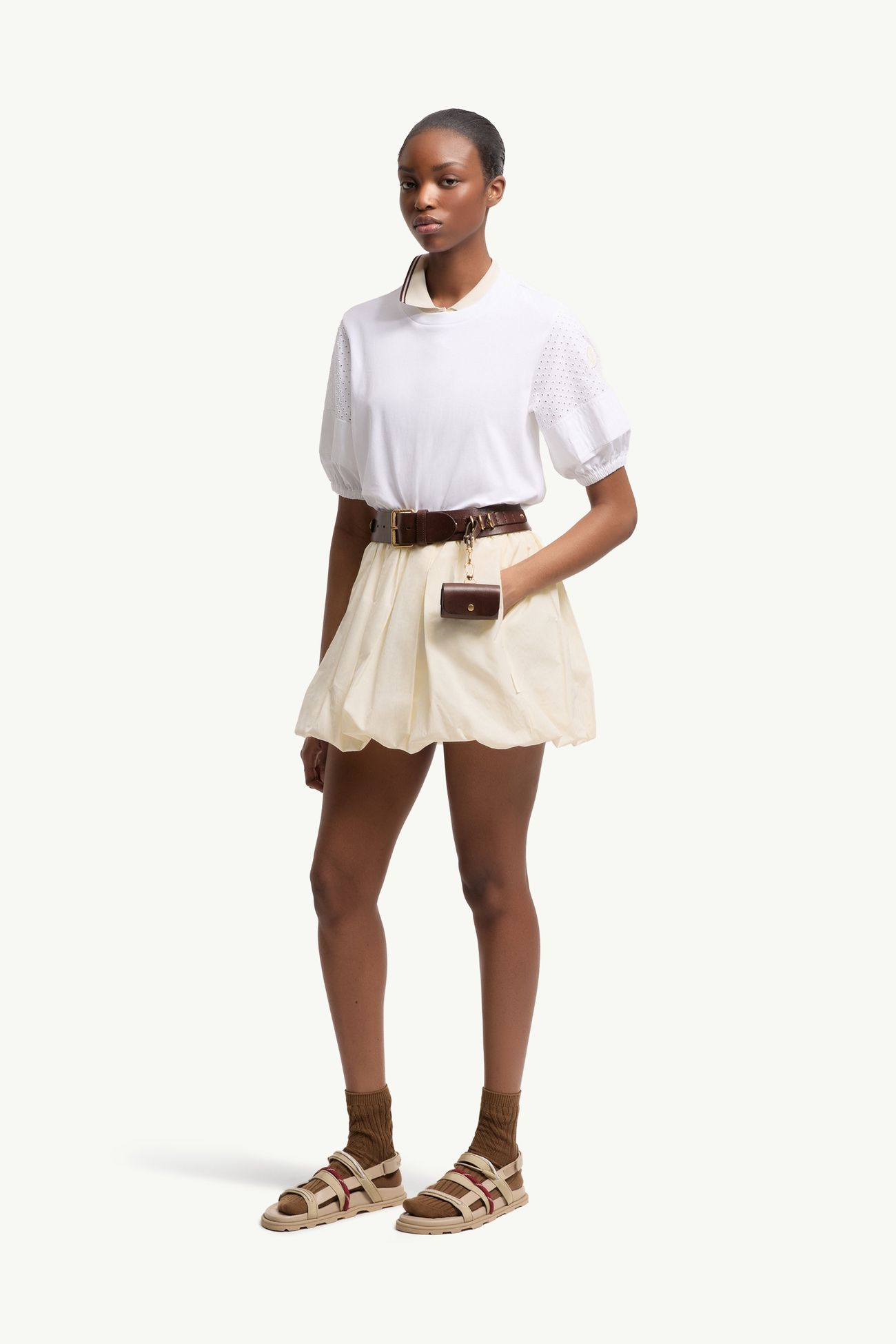 Baumwoll-Jersey-T-Shirt mit San Gallo Damen Weiß Moncler 0