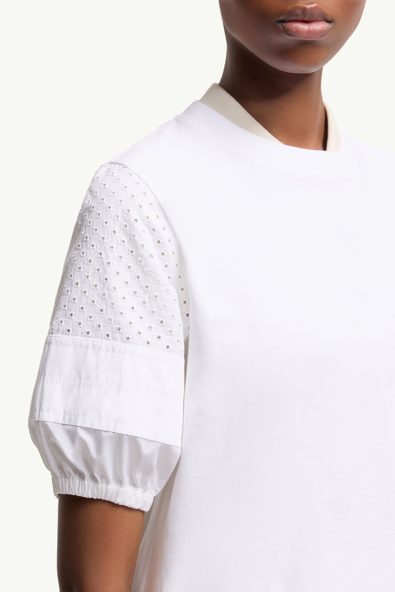 Baumwoll-Jersey-T-Shirt mit San Gallo Damen Weiß Moncler 5