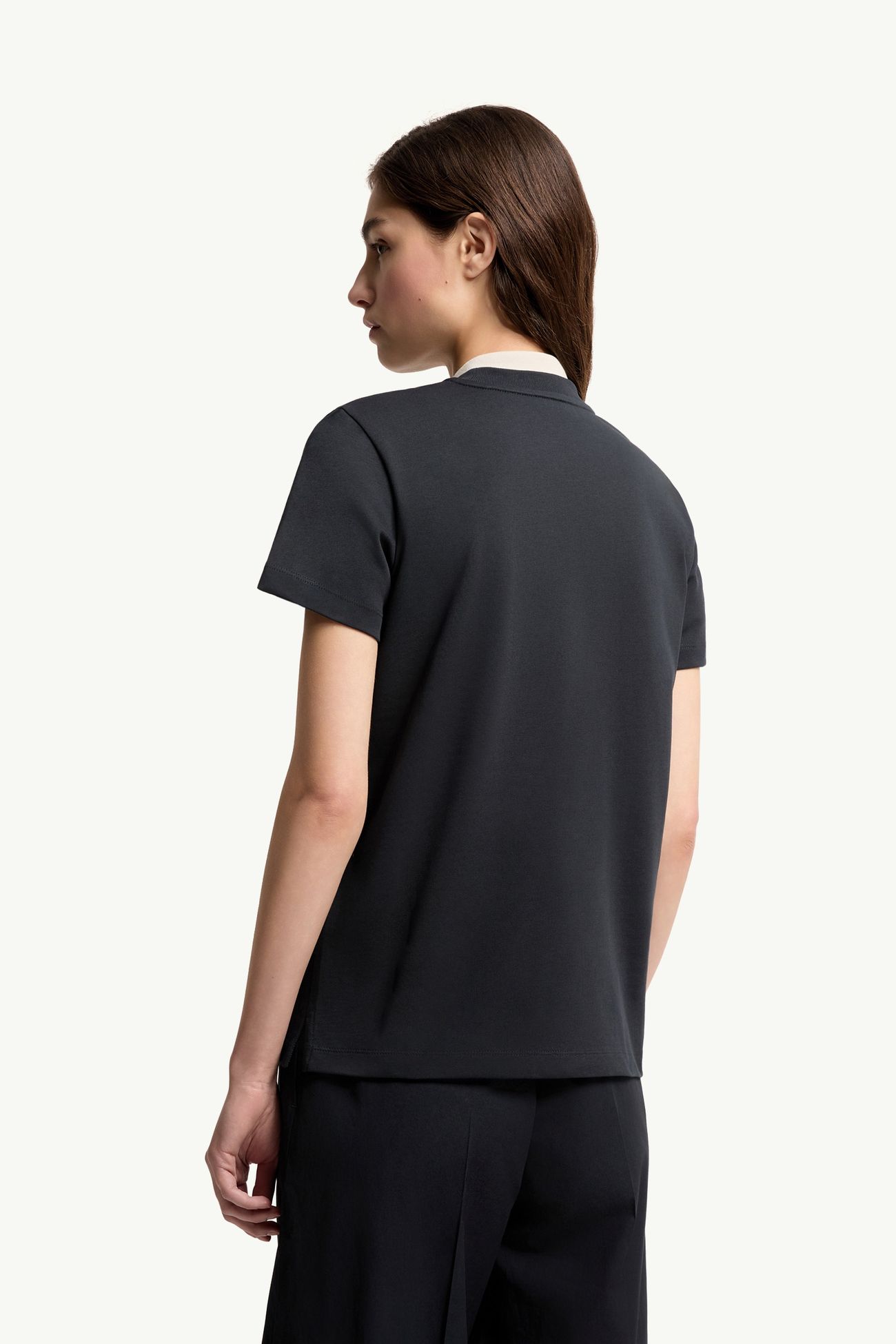 Camiseta de algodón con logotipo bordado Mujer Azul marino Moncler 4