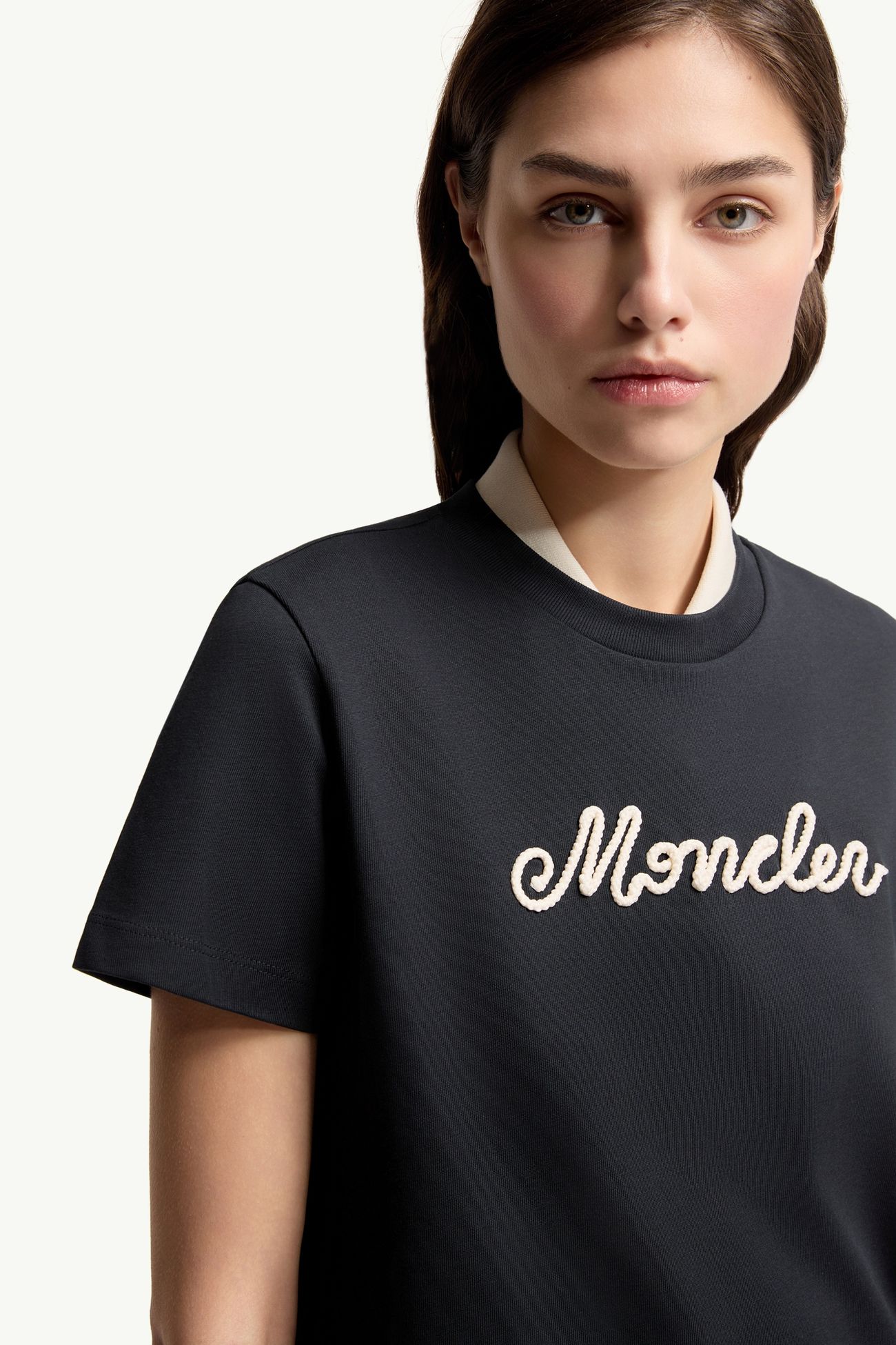 女士标识刺绣棉质T恤 女士 海军蓝色 Moncler 5