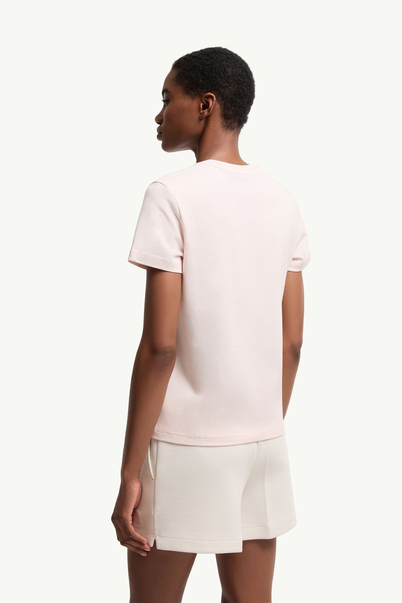 T-shirt in cotone con patch logato (Set da tre) Donna Blu & Bianco & Rosa Moncler 4