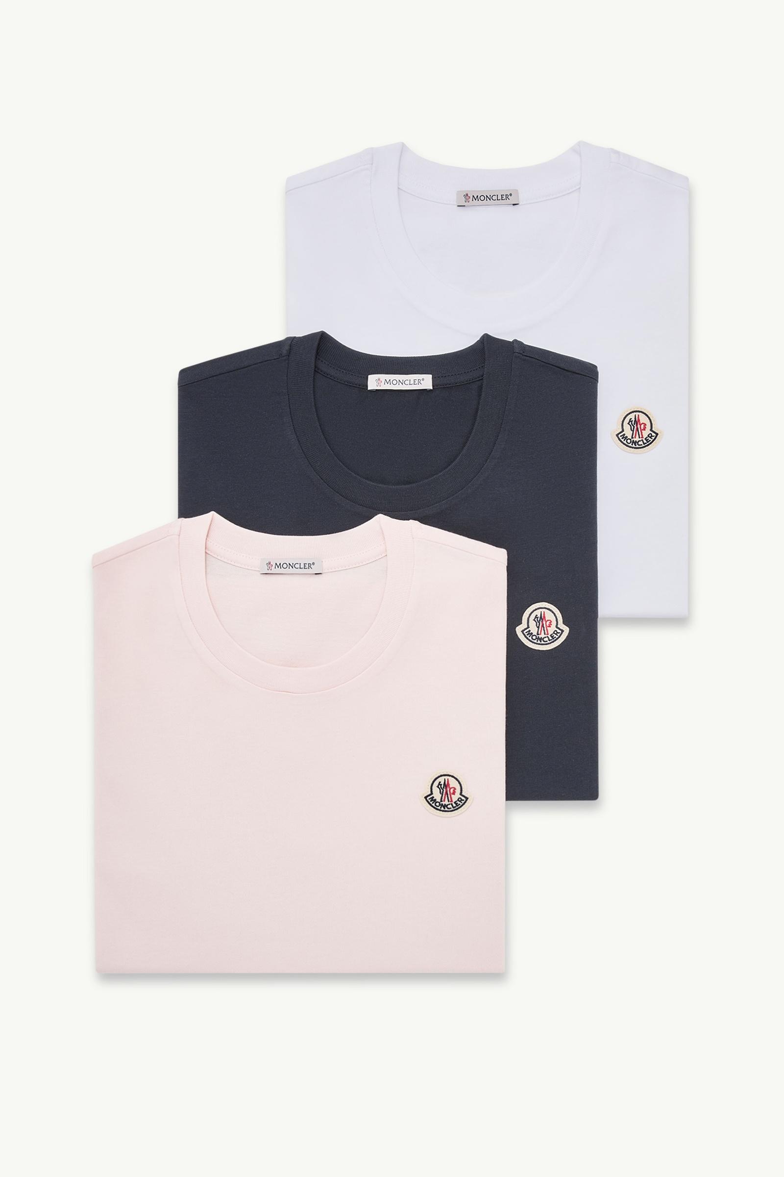 Camiseta de algodón con parche con logotipo (pack de 3) Mujer Azul y Blanco y Rosa Moncler, 1 of 0