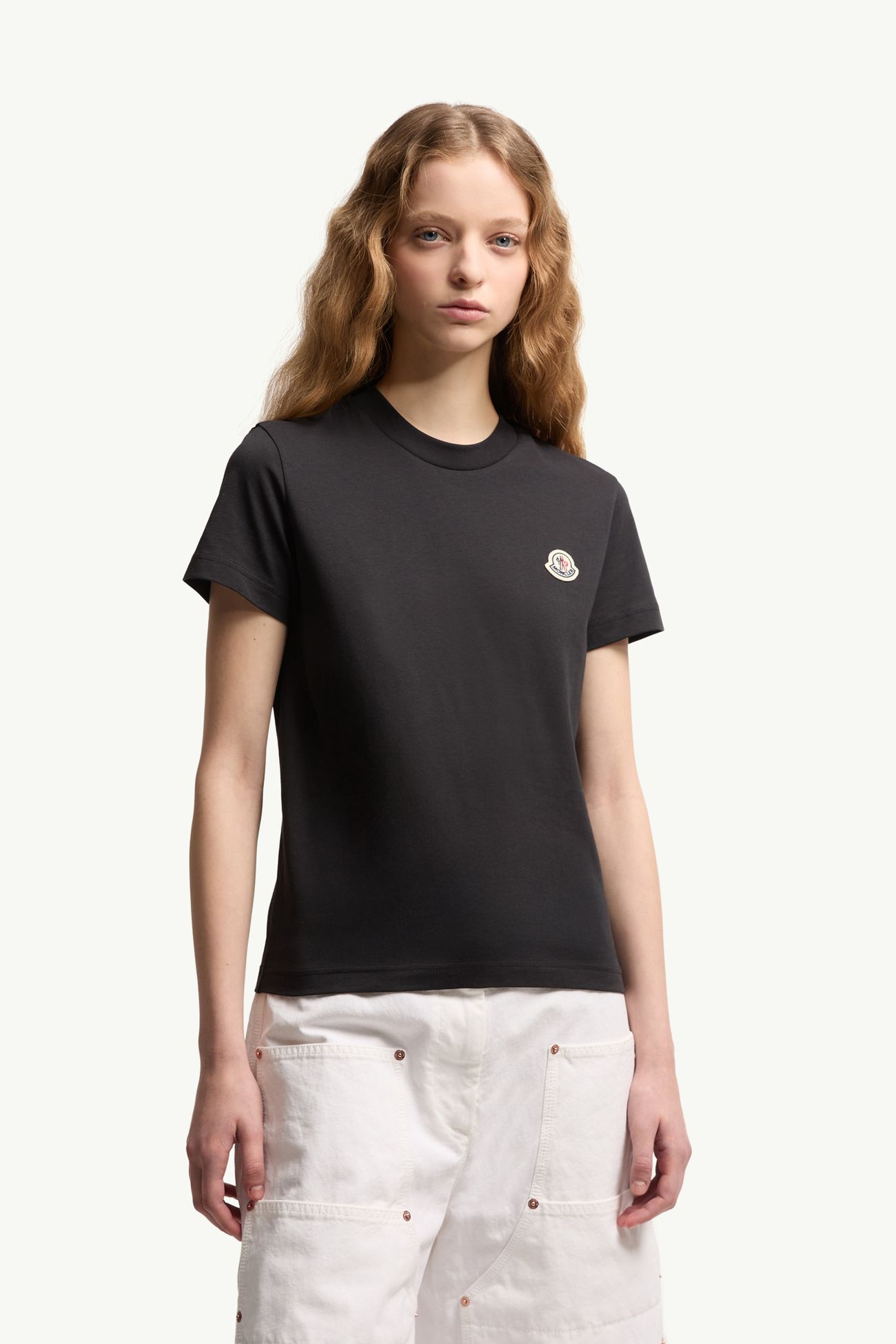 T-shirt in cotone con patch logato (Set da tre) Donna Nero & Bianco & Rosa Moncler 3
