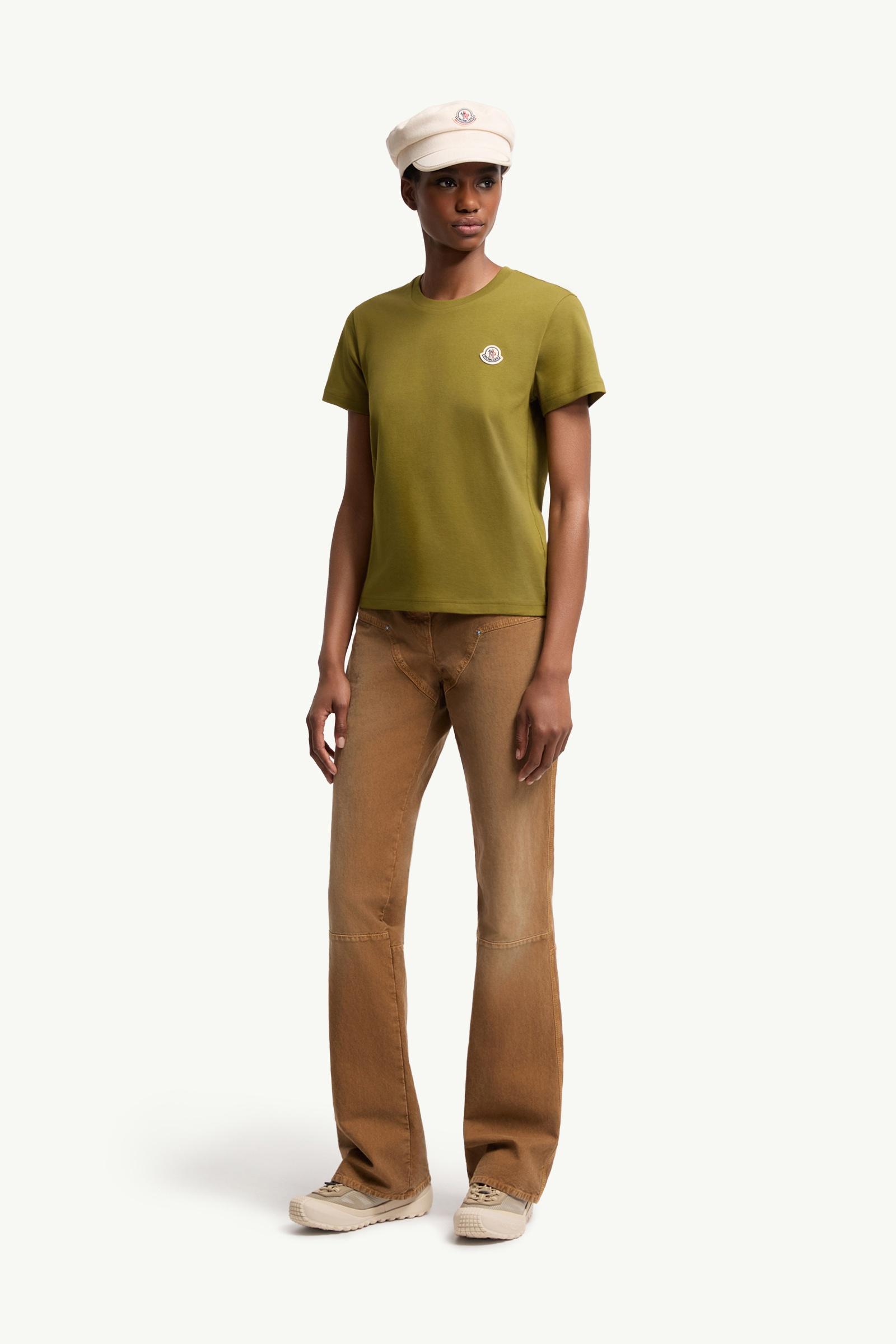 White & Olive Green & Pink Logo Patch Cotton T-Shirt (Pack of