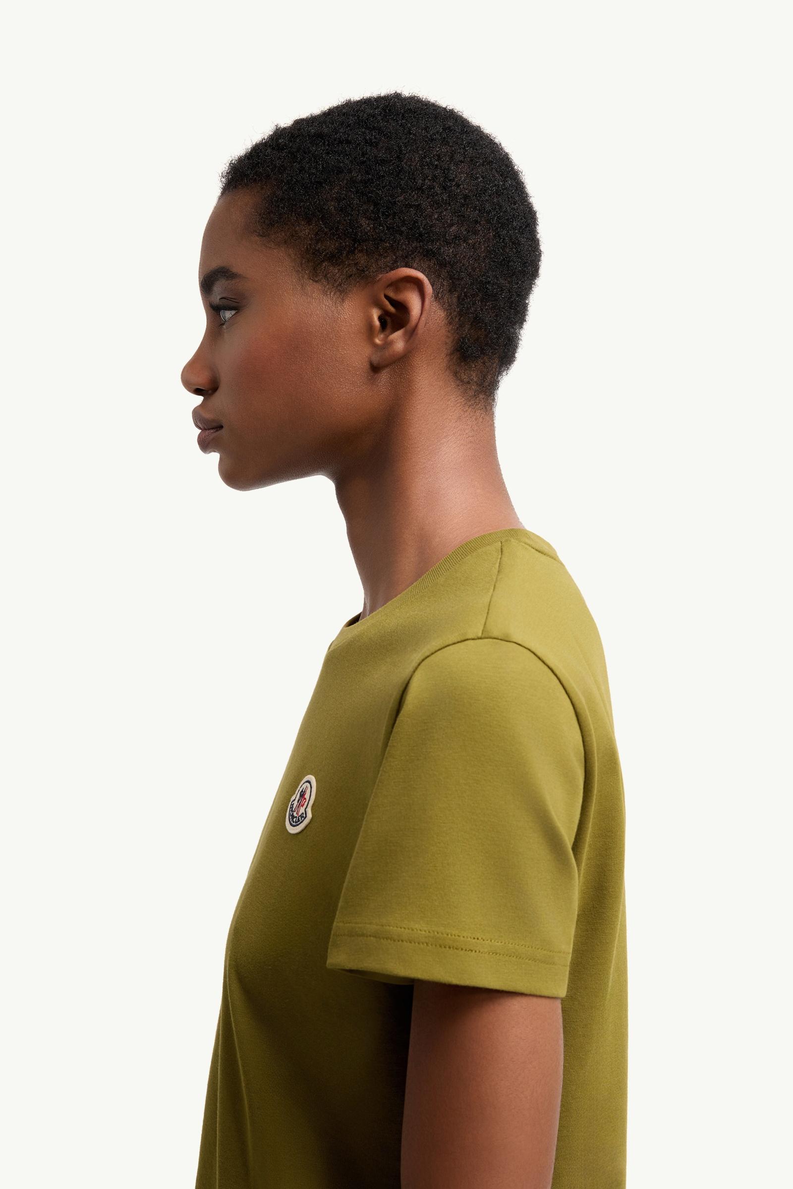 White & Olive Green & Pink Logo Patch Cotton T-Shirt (Pack of