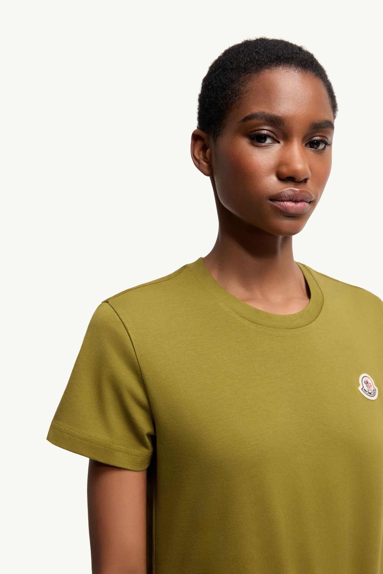 T-shirt in cotone con patch logato (Set da tre) Donna Bianco & Verde Oliva & Rosa Moncler 5