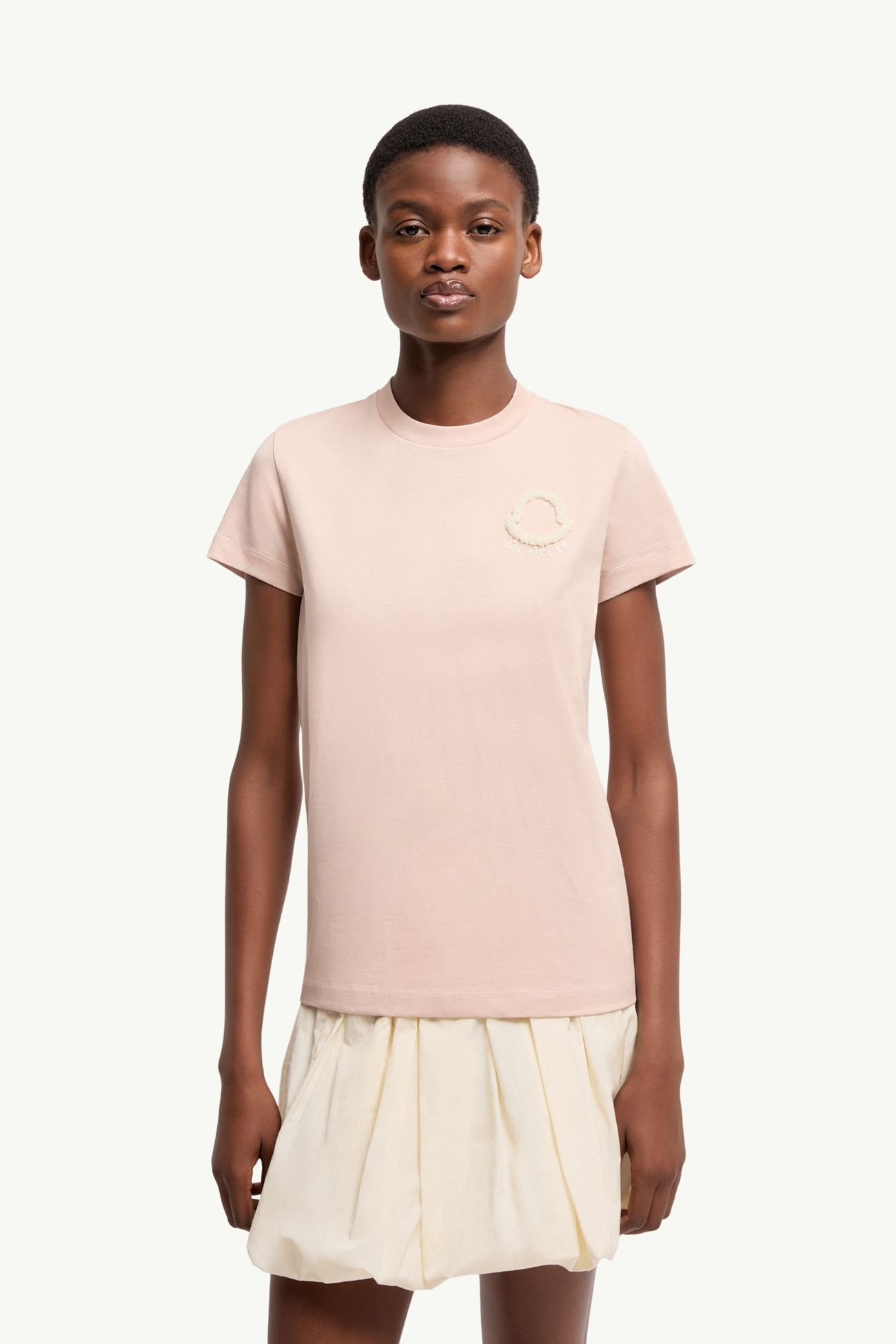 Camiseta de algodón con logotipo bordado Mujer Rosado Moncler 3