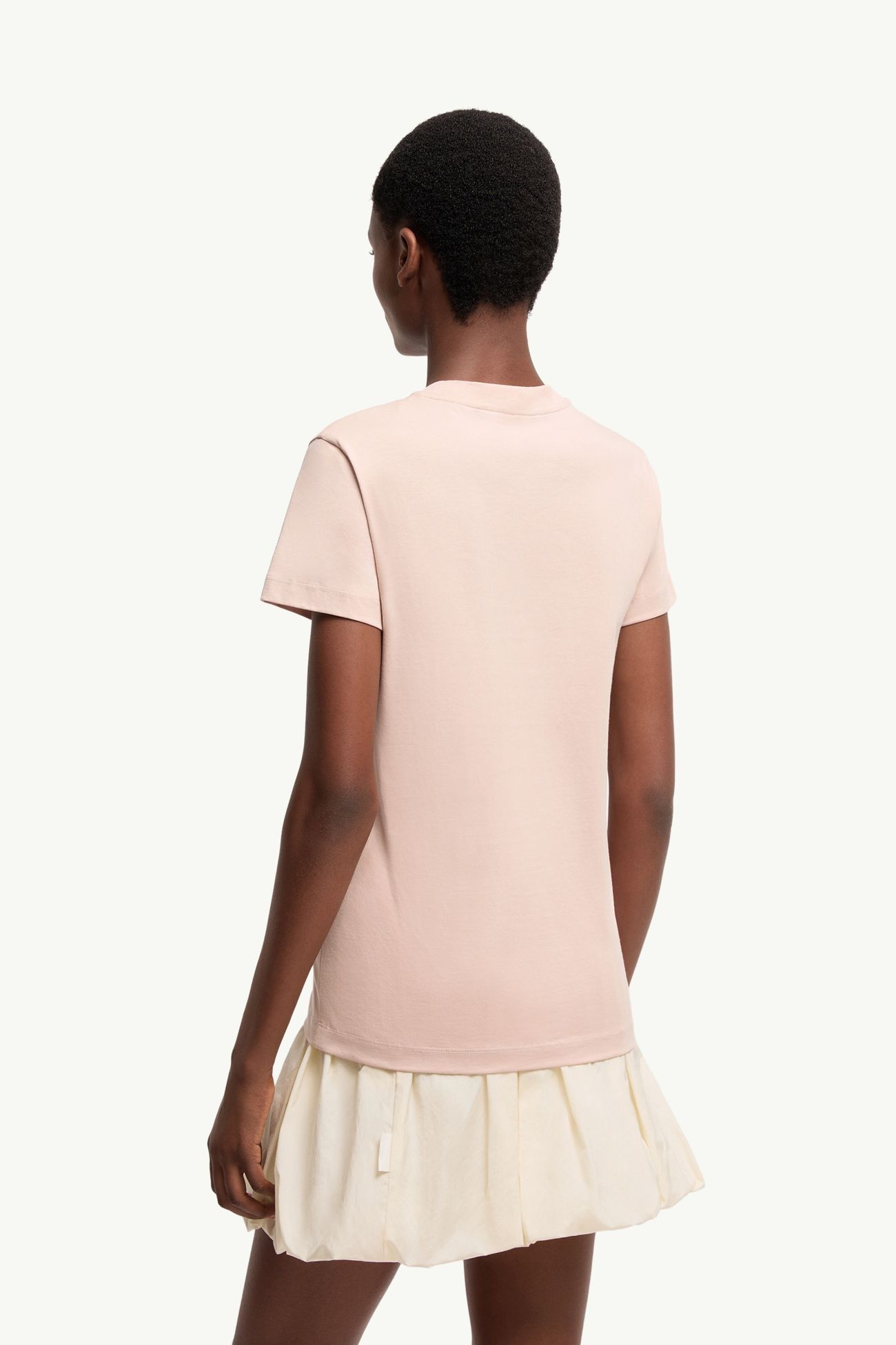 Embroidered Logo Cotton T-Shirt Women Pink Moncler 4