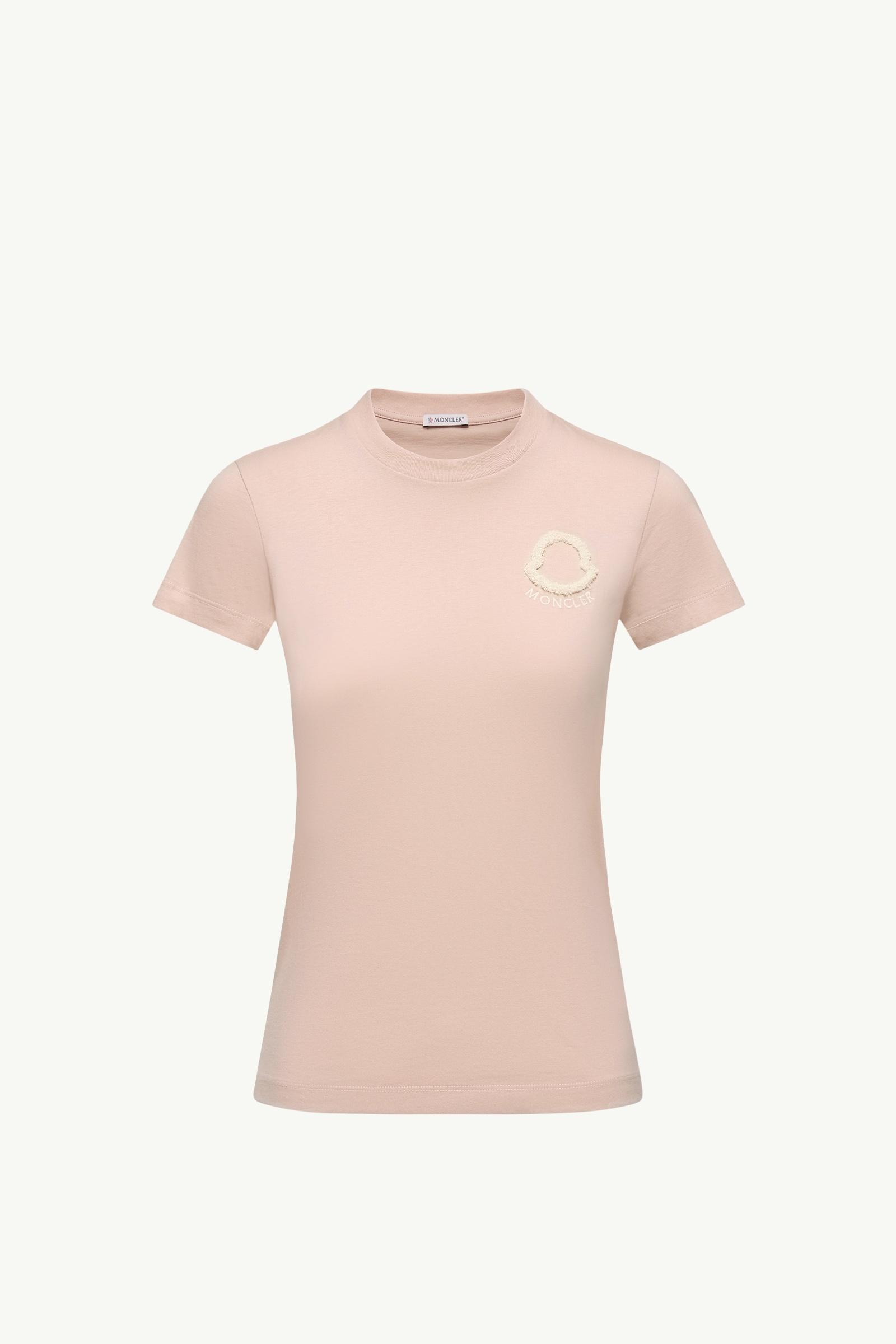 Embroidered Logo Cotton T-Shirt Women Pink Moncler, 1 of 0