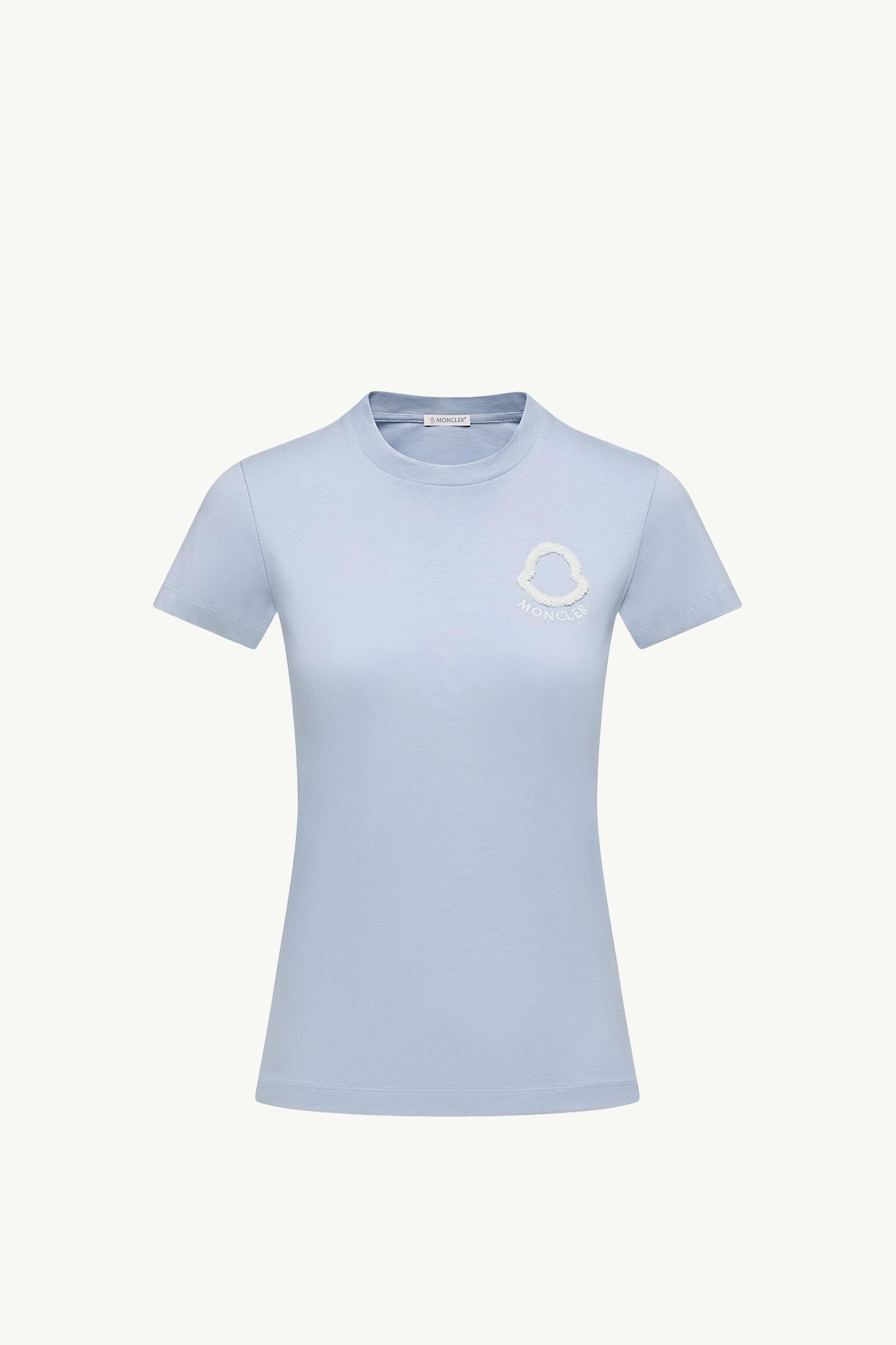 Embroidered Logo Cotton T-Shirt Women Light Blue Moncler, 1 of 0