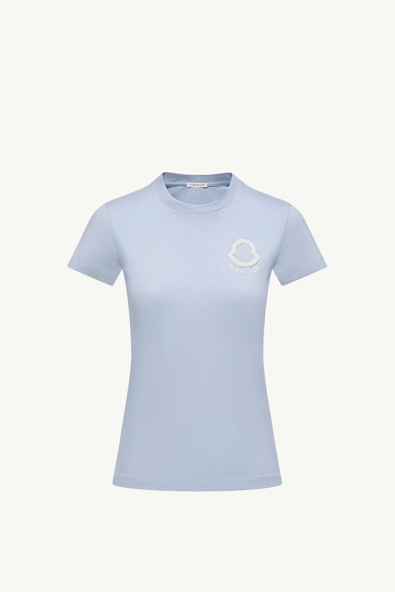 T-Shirt aus Baumwolle mit gesticktem Logo Damen Hellblau Moncler 2