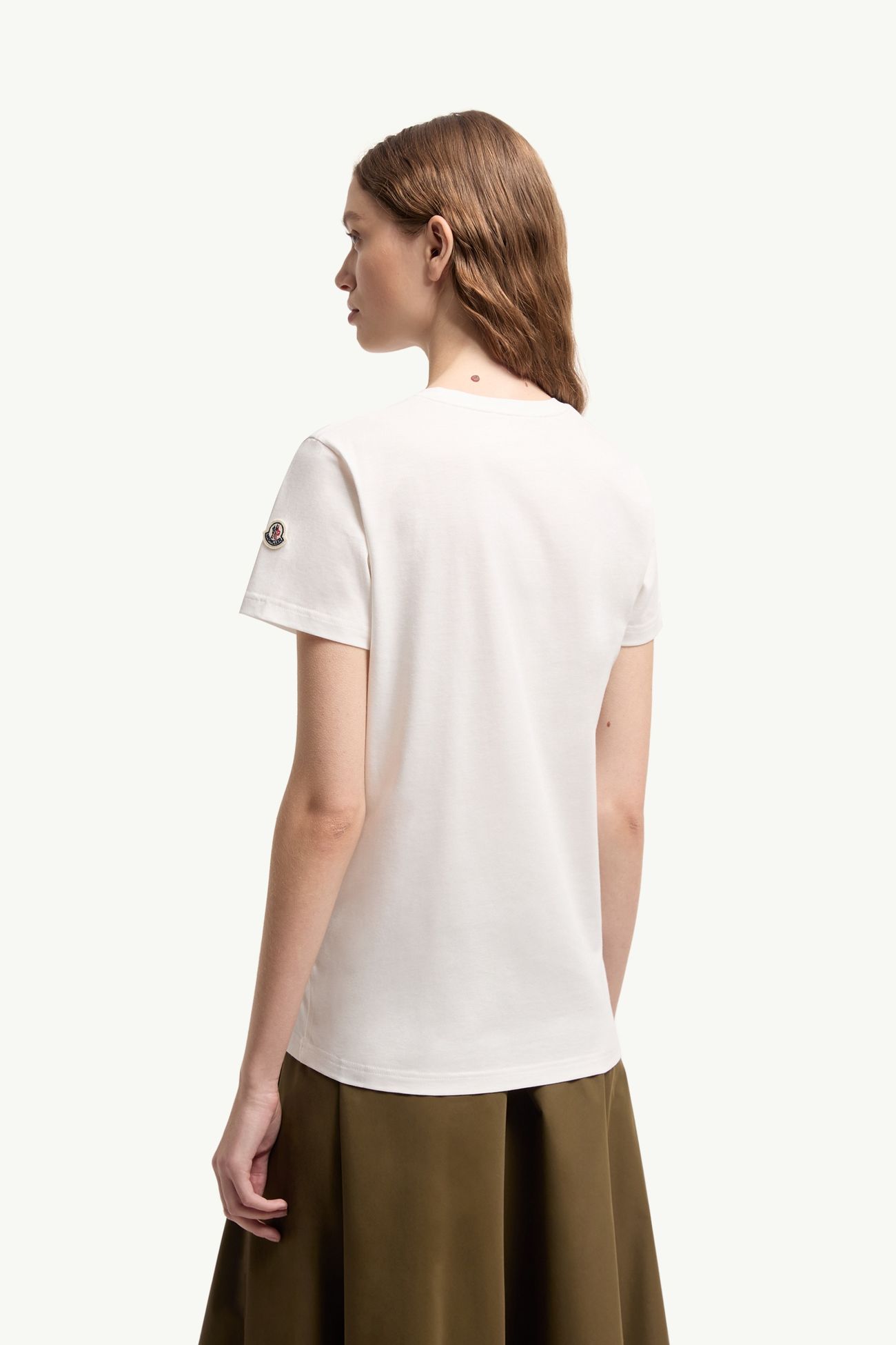 T-shirt en coton de jersey à empiècement logo Femmes Blanc Cassé Moncler 4