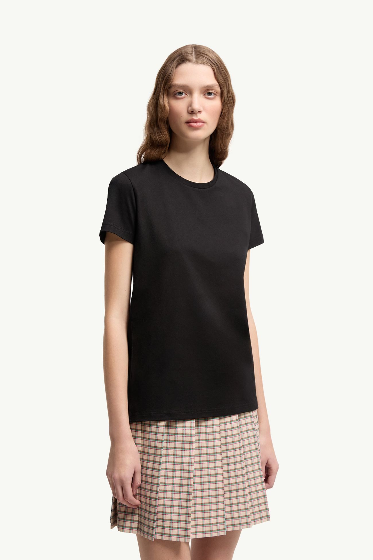 T-shirt en coton de jersey à empiècement logo Femmes Noir Moncler 3