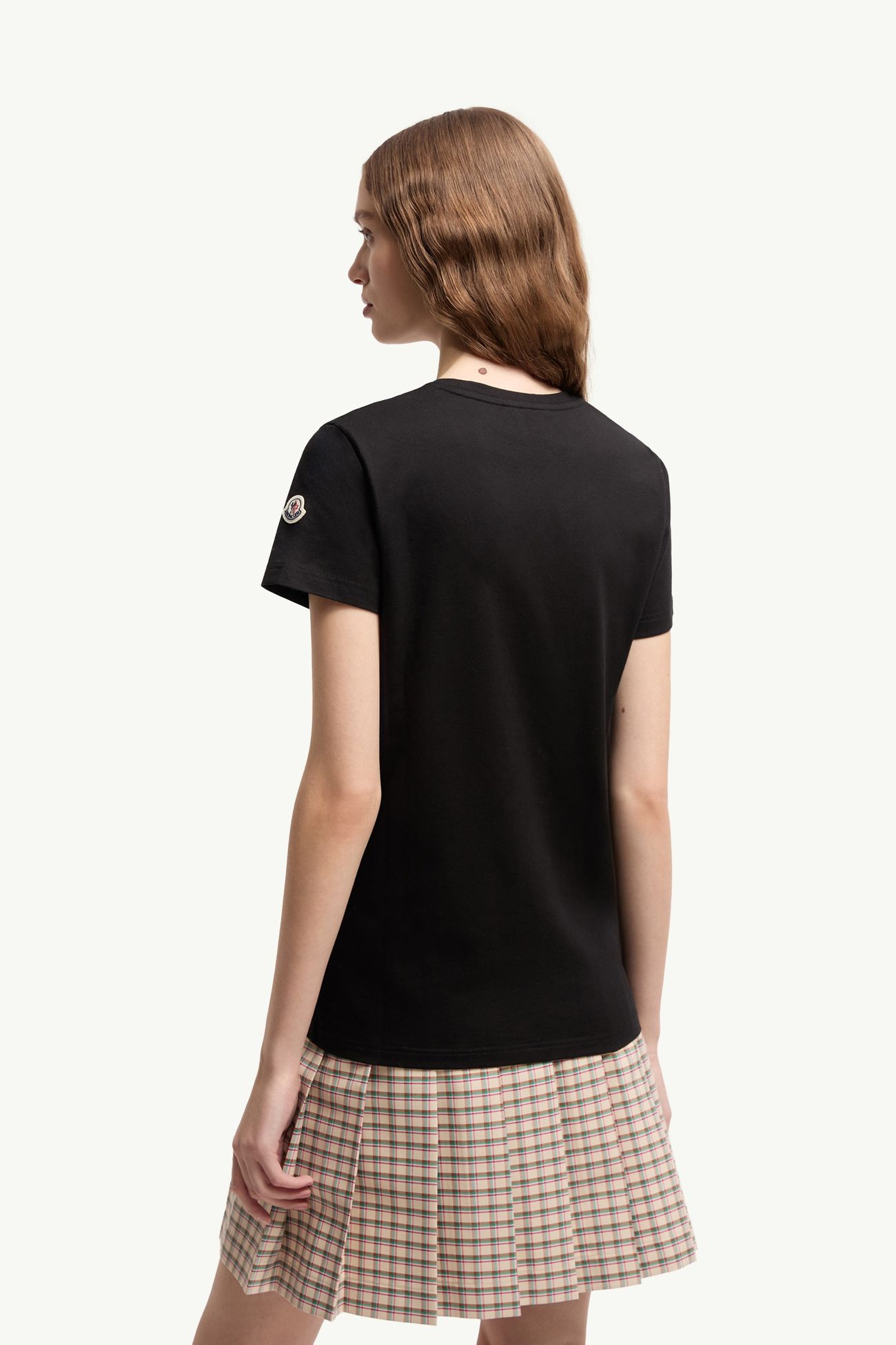 T-shirt en coton de jersey à empiècement logo Femmes Noir Moncler 4