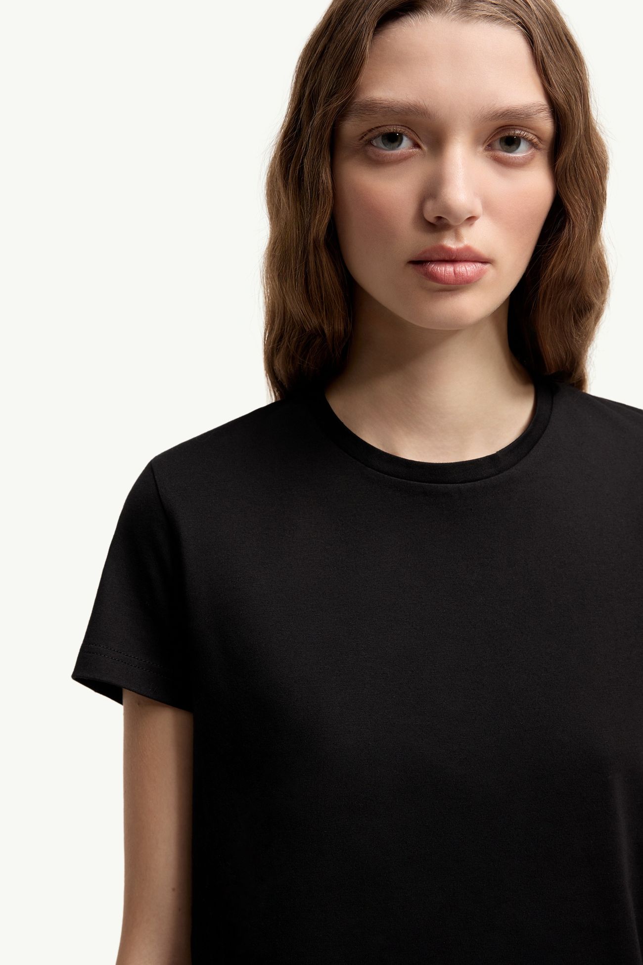 T-shirt en coton de jersey à empiècement logo Femmes Noir Moncler 5