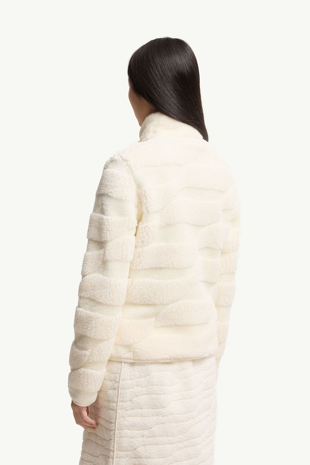 Teddy Jacquard Padded Zip-Up Cardigan Women White Ivory Moncler 4
