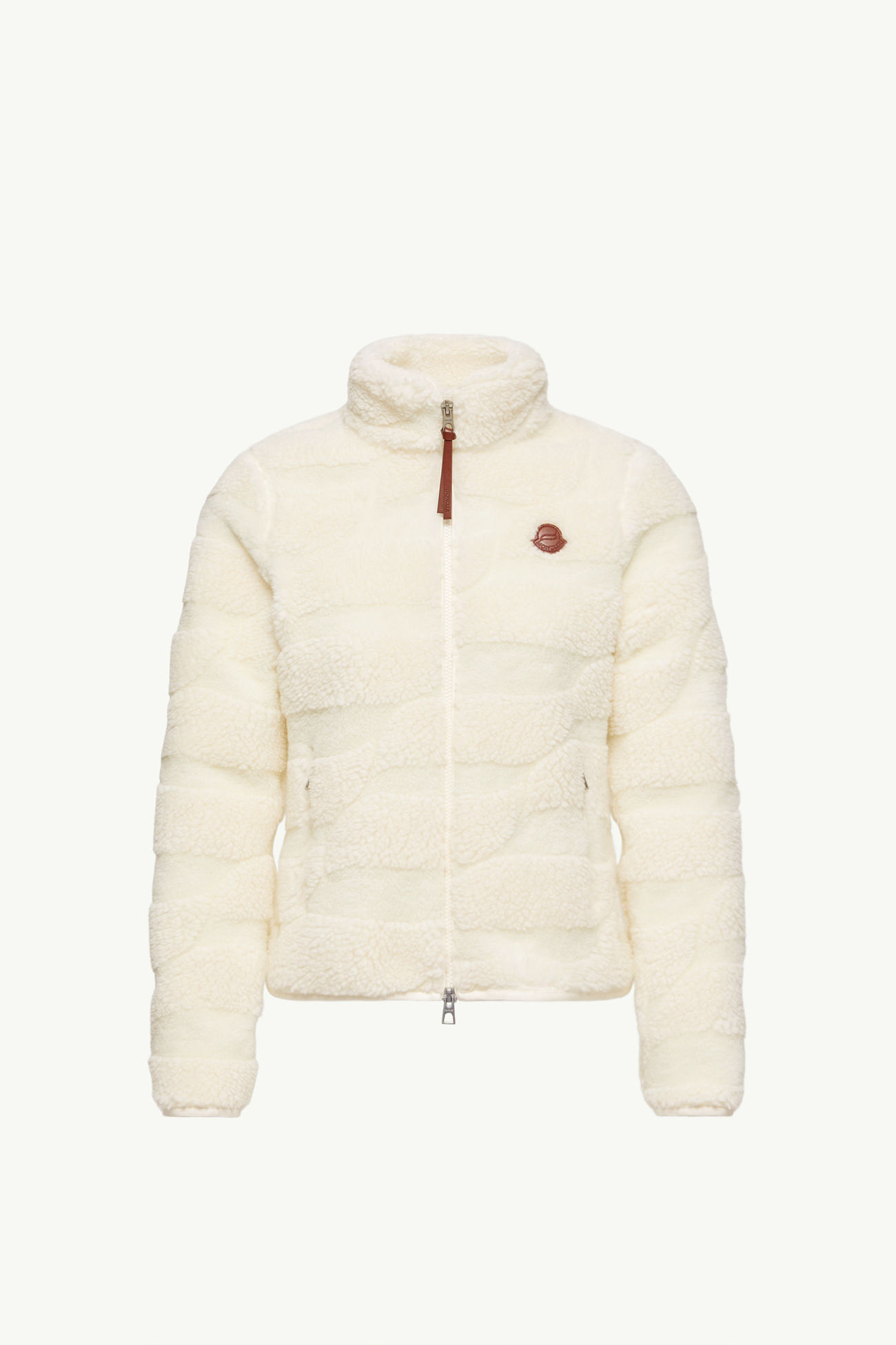 Gepolsterte Strickjacke aus Teddy-Jacquard mit Reißverschluss Damen Weiß-Elfenbein Moncler 2