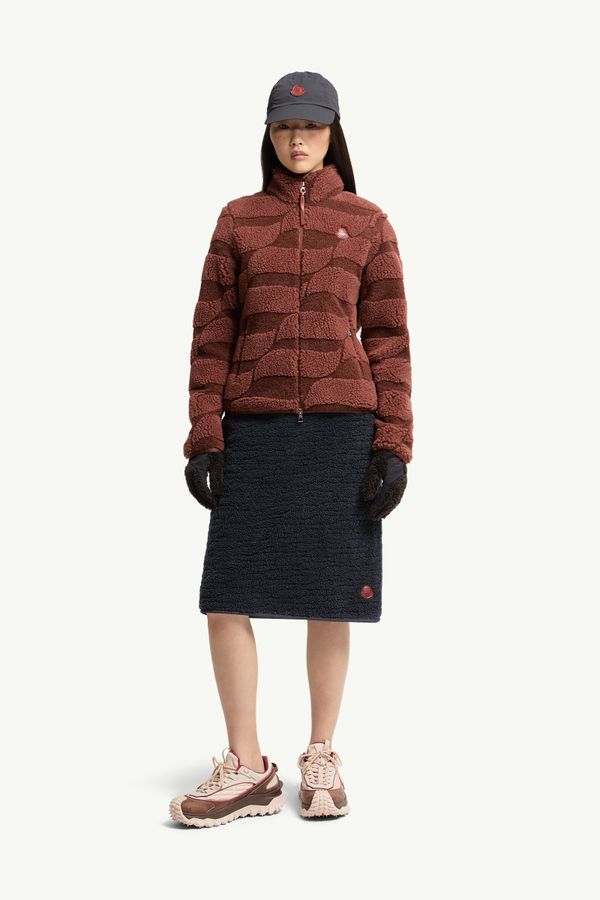 Teddy Jacquard Padded Zip-Up Cardigan Women Brown Moncler 0