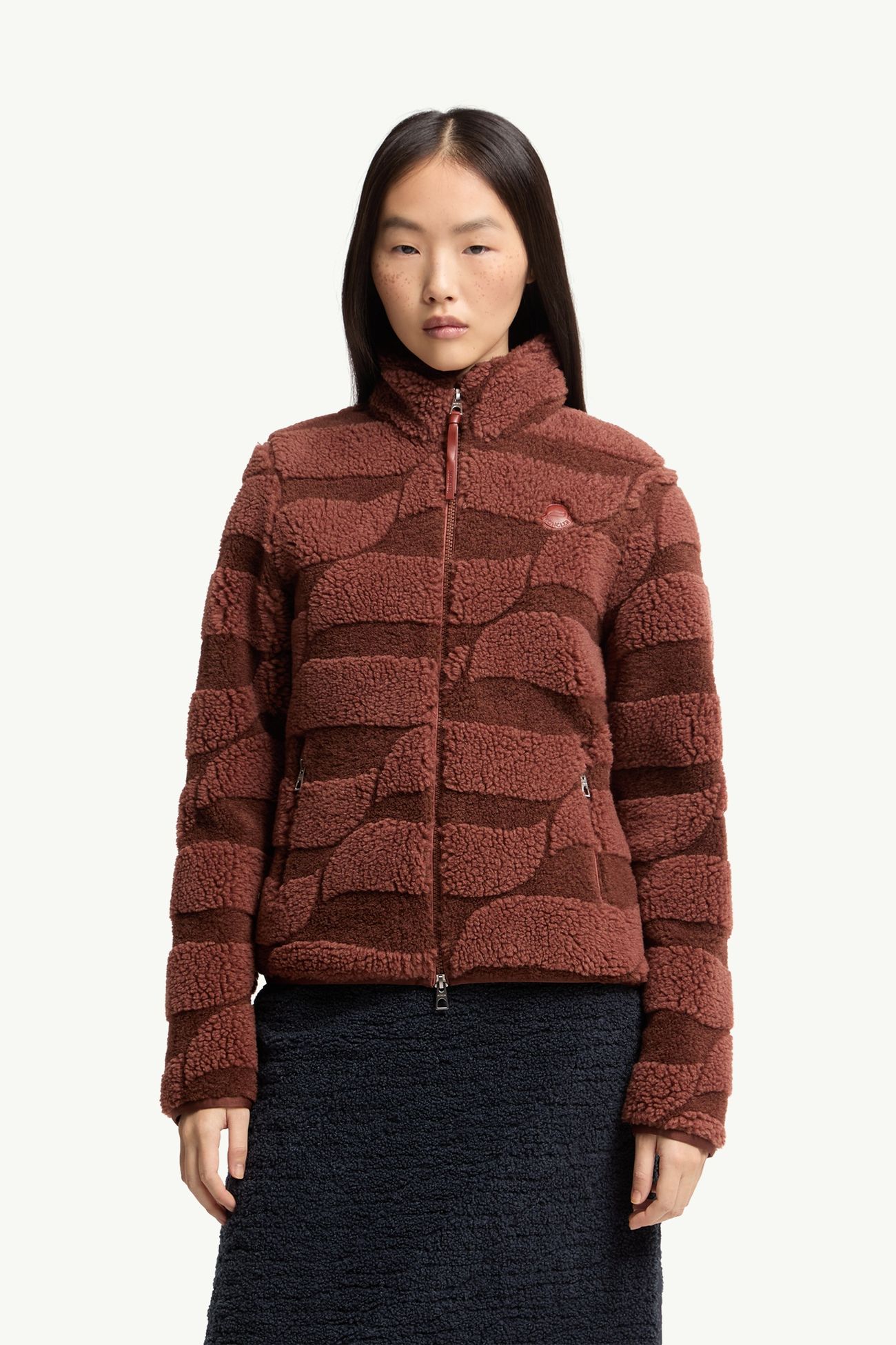 女士泰迪绒风格提花加衬拉链开衫 女士 棕色 Moncler 3