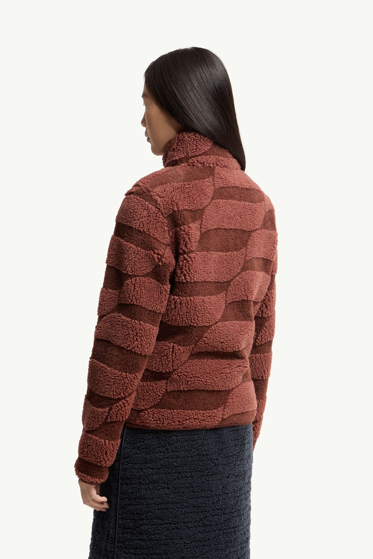 Cardigan zippé matelassé en teddy jacquard Femmes Marron Moncler 4