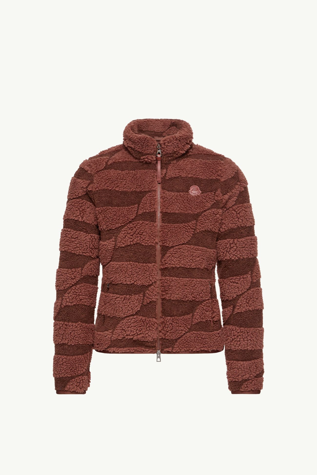 Cárdigan con cremallera acolchado con jacquard efecto peluche Mujer Marrón Moncler 2