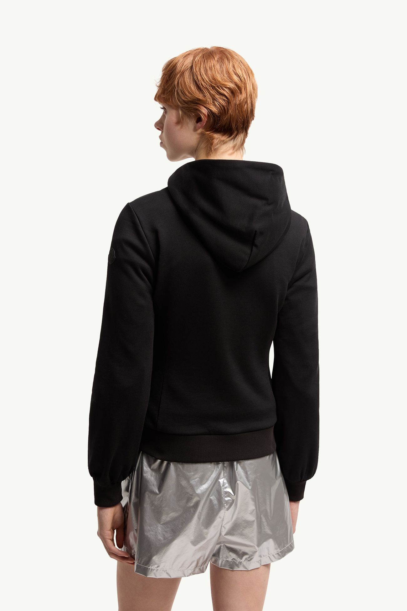 Sudadera con capucha y cremallera acolchada suave de algodón Mujer Negro Moncler 4