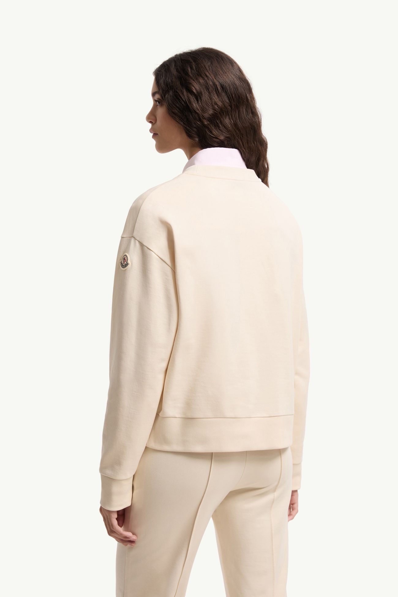 Sudadera de algodón con logotipo bordado Mujer Blanco Marfil Moncler 4