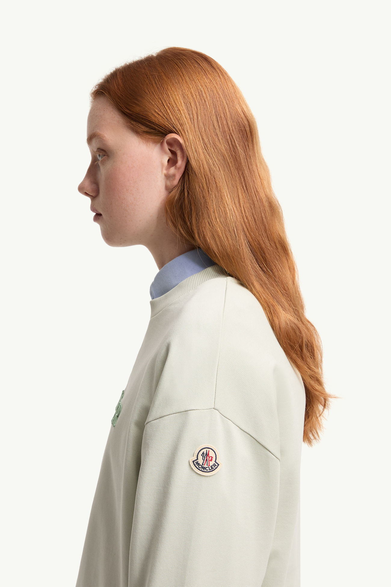 Sweatshirt aus Baumwolle mit gesticktem Logo Damen Hellgrün Moncler 1