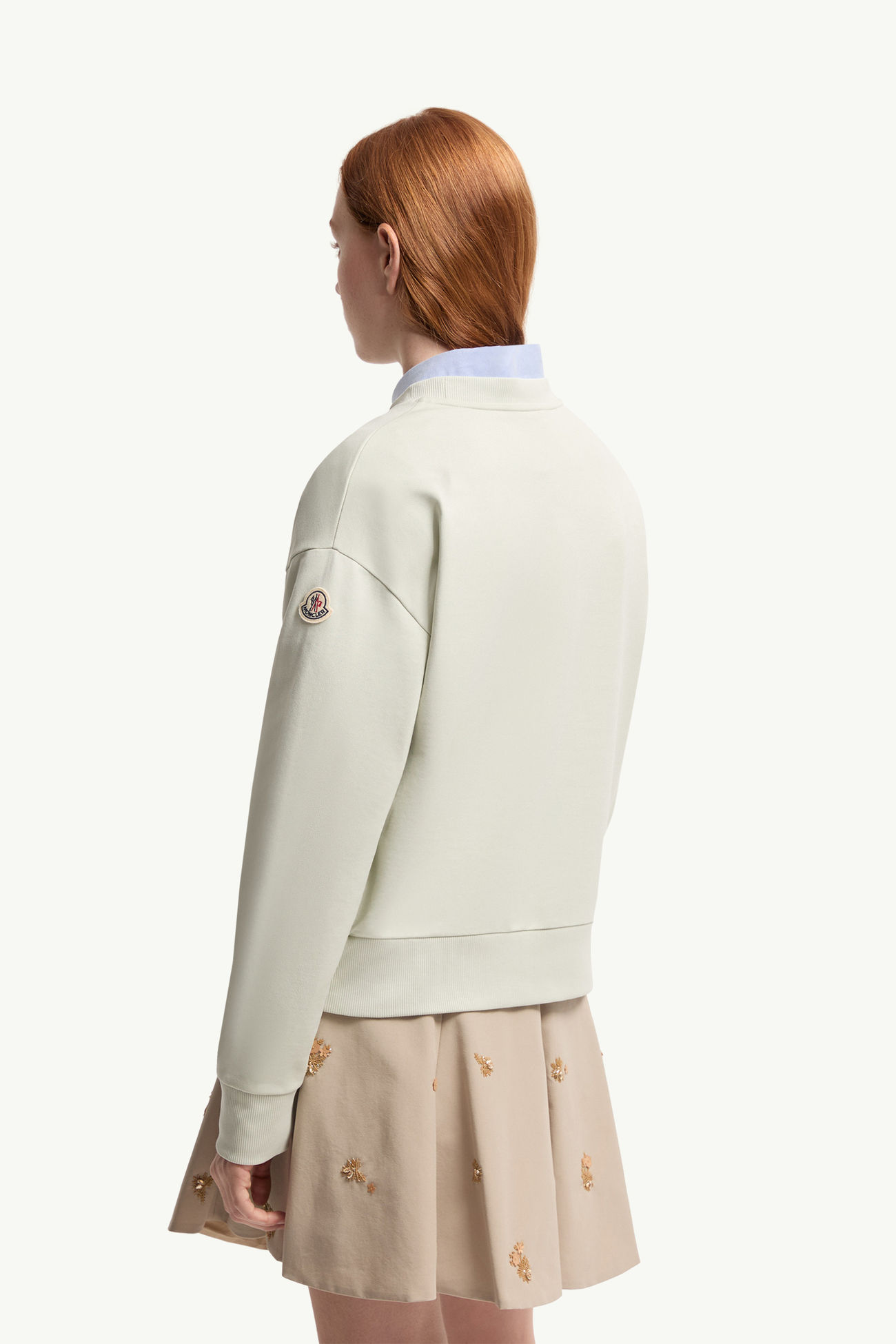 Sweatshirt aus Baumwolle mit gesticktem Logo Damen Hellgrün Moncler 4