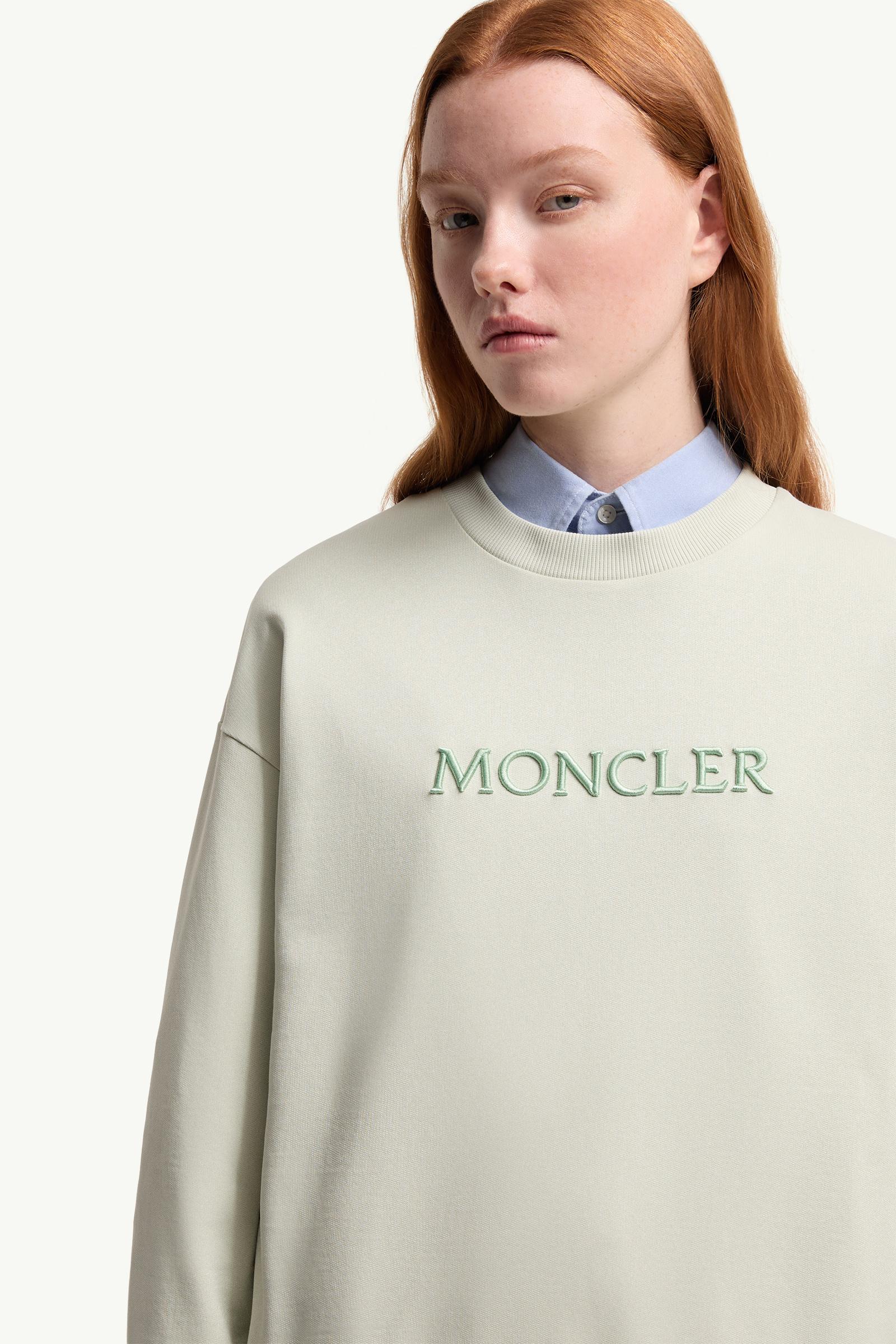 Light Green Embroidered Logo Cotton Sweatshirt - Sweatshirts for